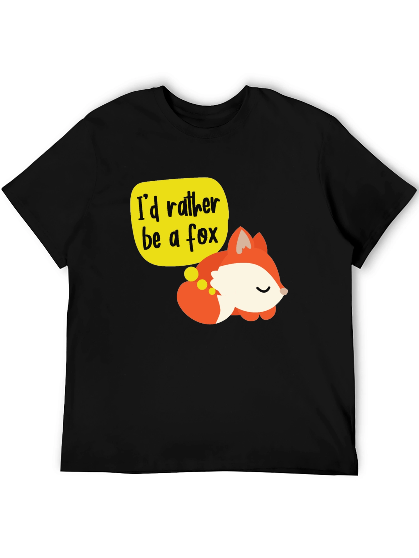 Black Cute Fox T-Shirt - I'd Rather Be a Fox Graphic Tee view 5