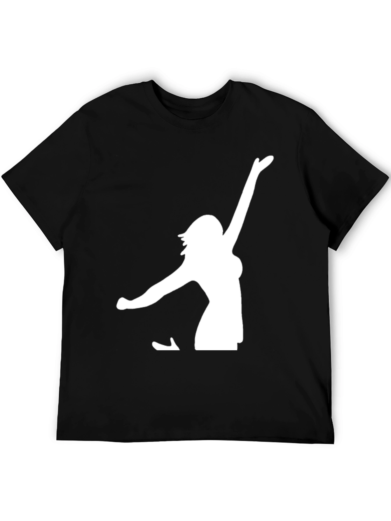 Black T-Shirt with White Woman Silhouette Graphic - 5