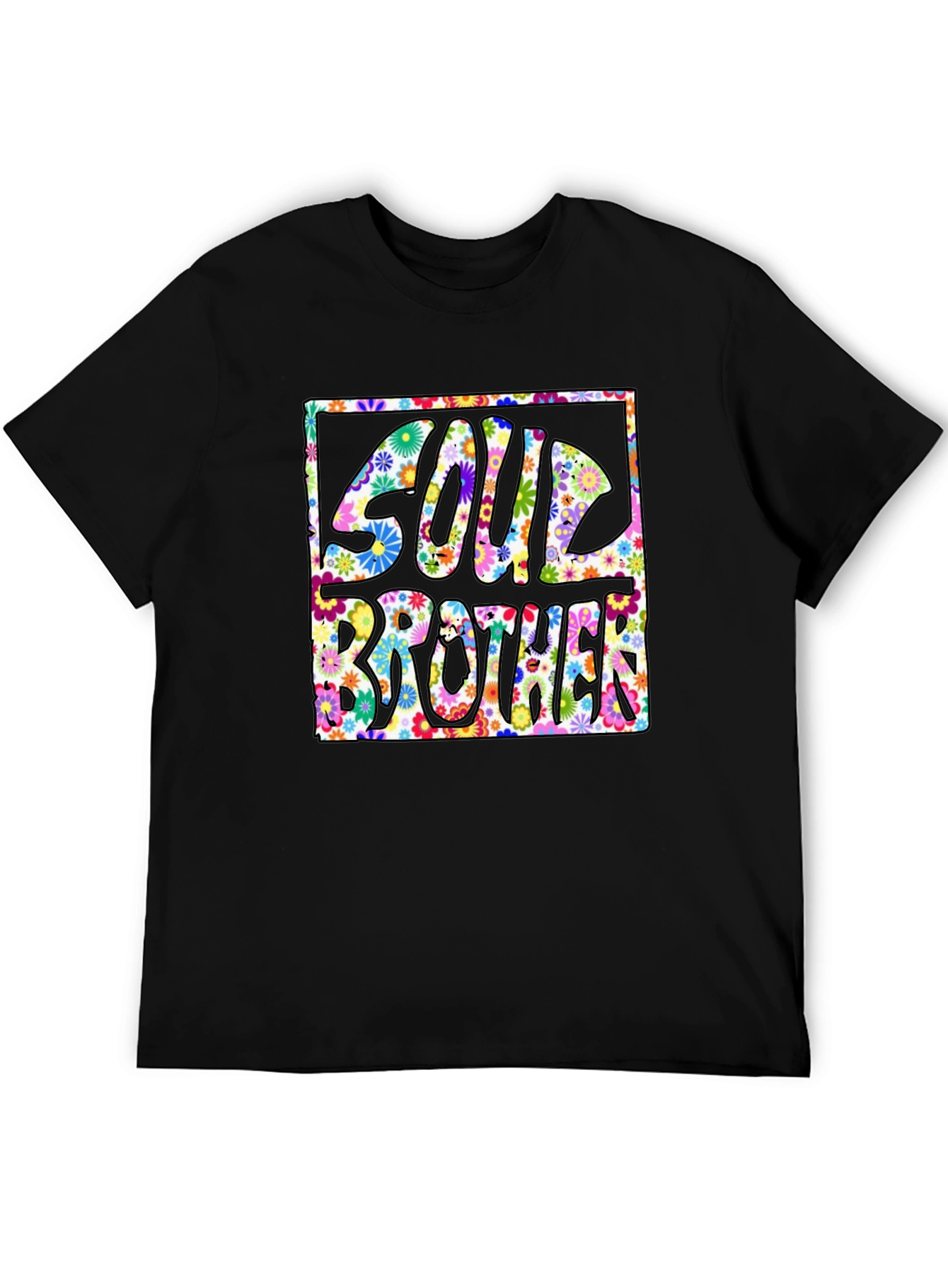 Black Soul Brother Floral Graphic Tee - Retro Style view 5