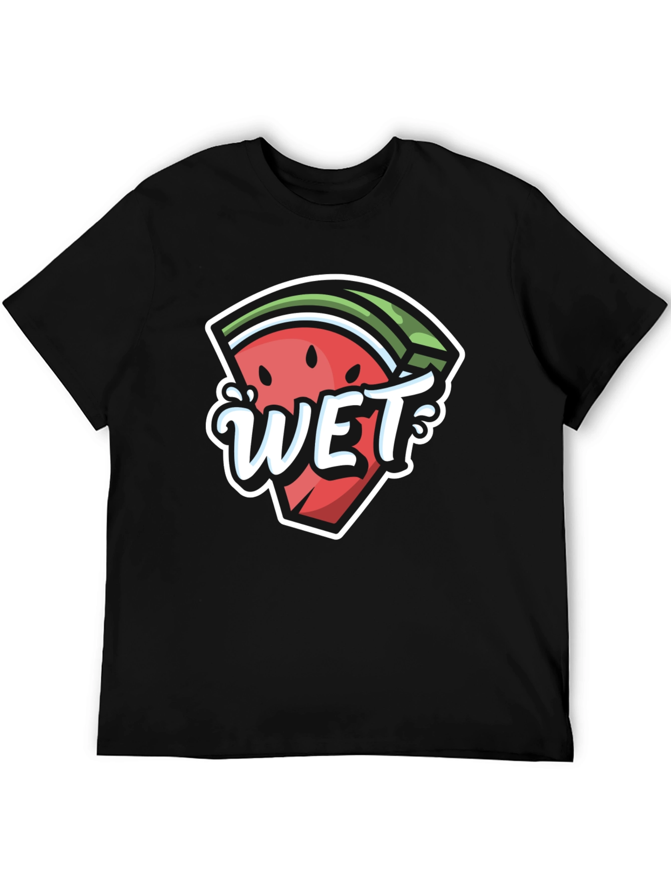 Black Watermelon Wet Graphic Tee - Summer Fun T-Shirt view 5