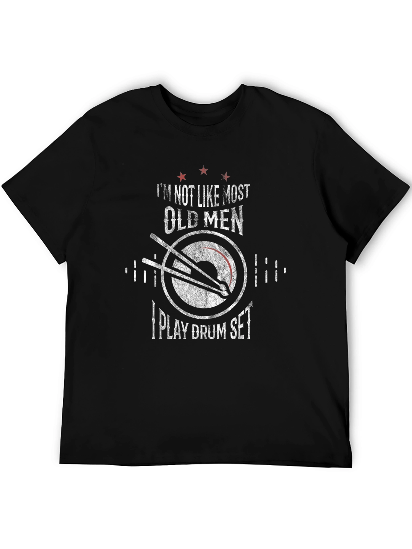 Black Drummer Old Men T-Shirt Funny Drum Set Tee view 5