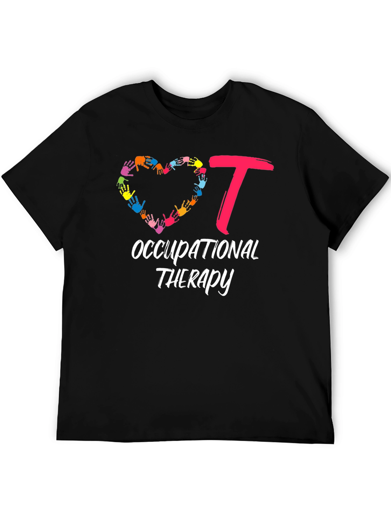 Black Occupational Therapy Heart Hands T-Shirt view 5