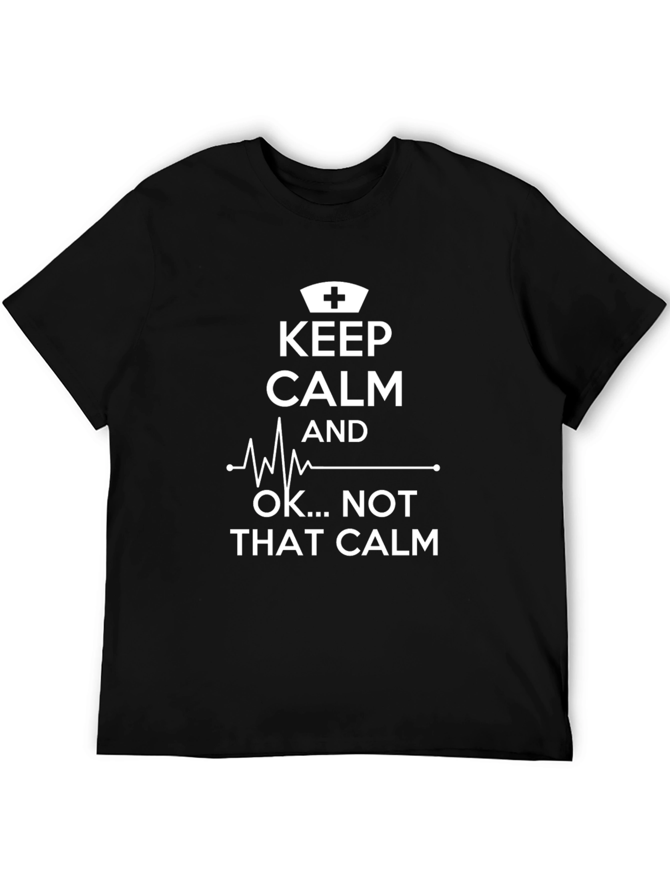 Black Keep Calm Nurse Humor T-Shirt view 5