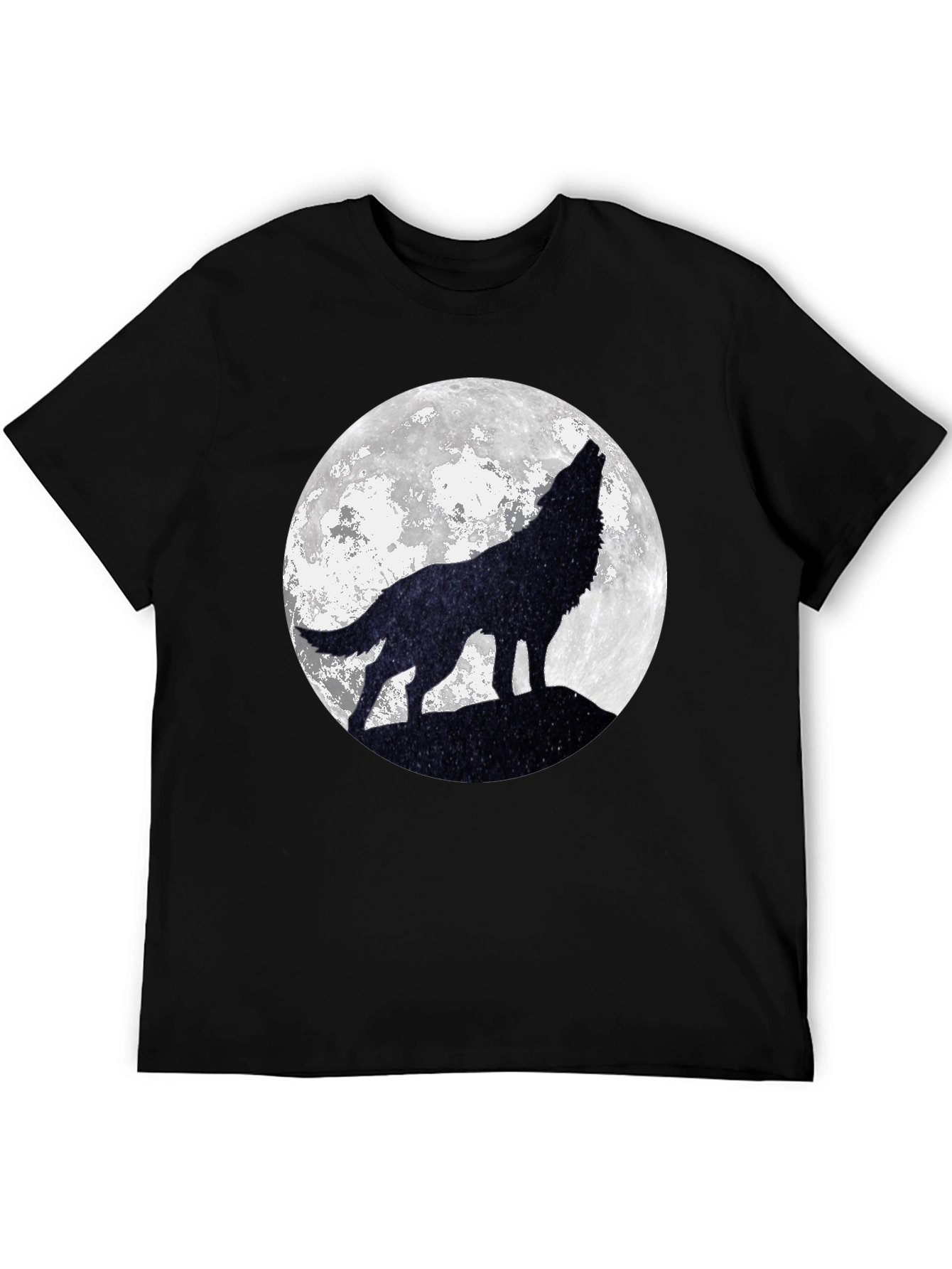Black Wolf Moon Graphic Tee - Black Cotton T-Shirt view 5