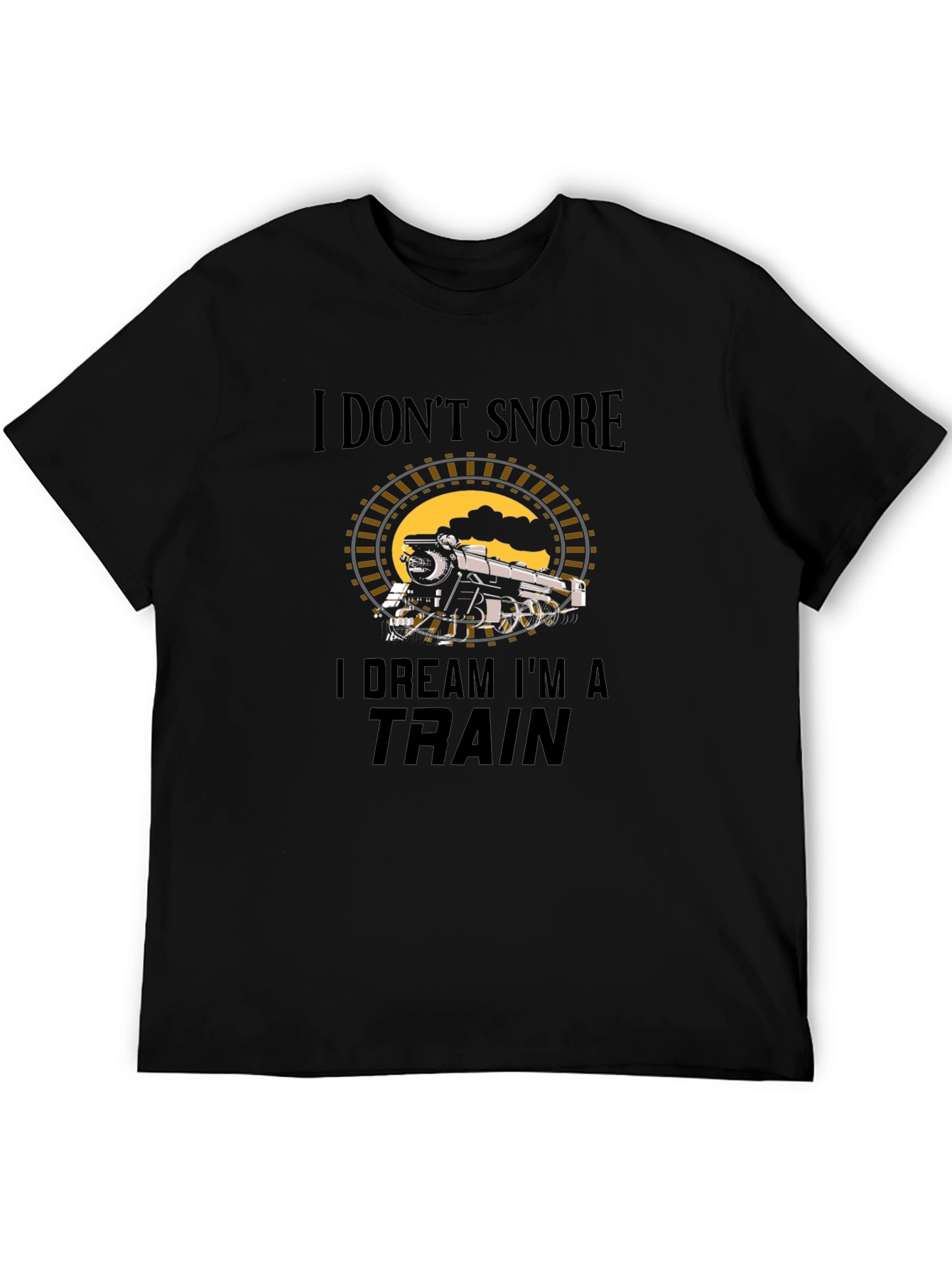 Black Funny 'I Dream I'm a Train' Graphic T-Shirt view 5
