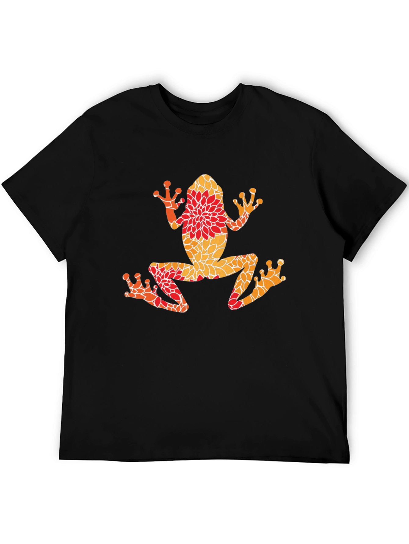 Black Floral Frog Graphic Tee - Unique Nature Design view 5