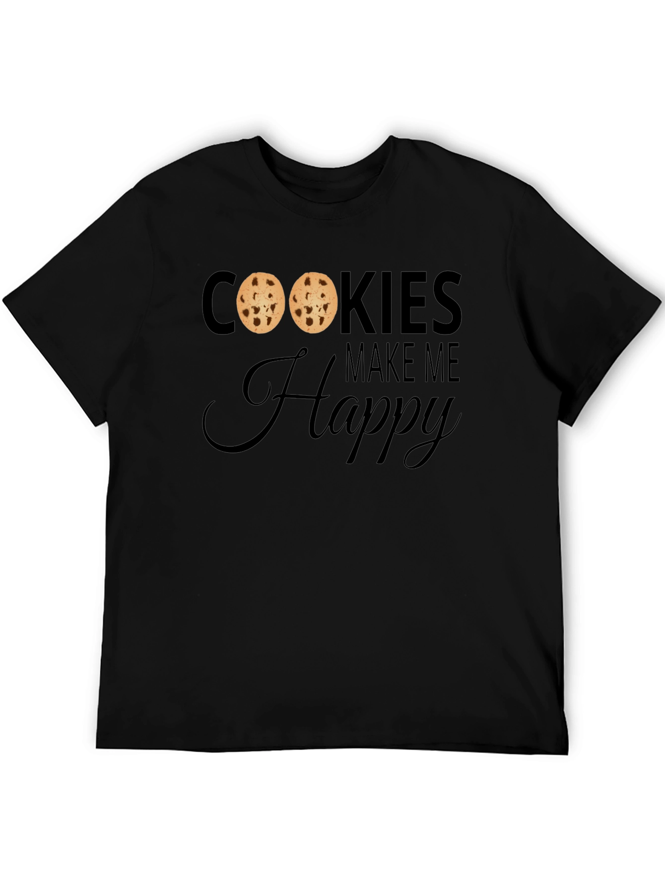 Black Cookies Make Me Happy T-Shirt - Cute Cookie Lover Tee view 5