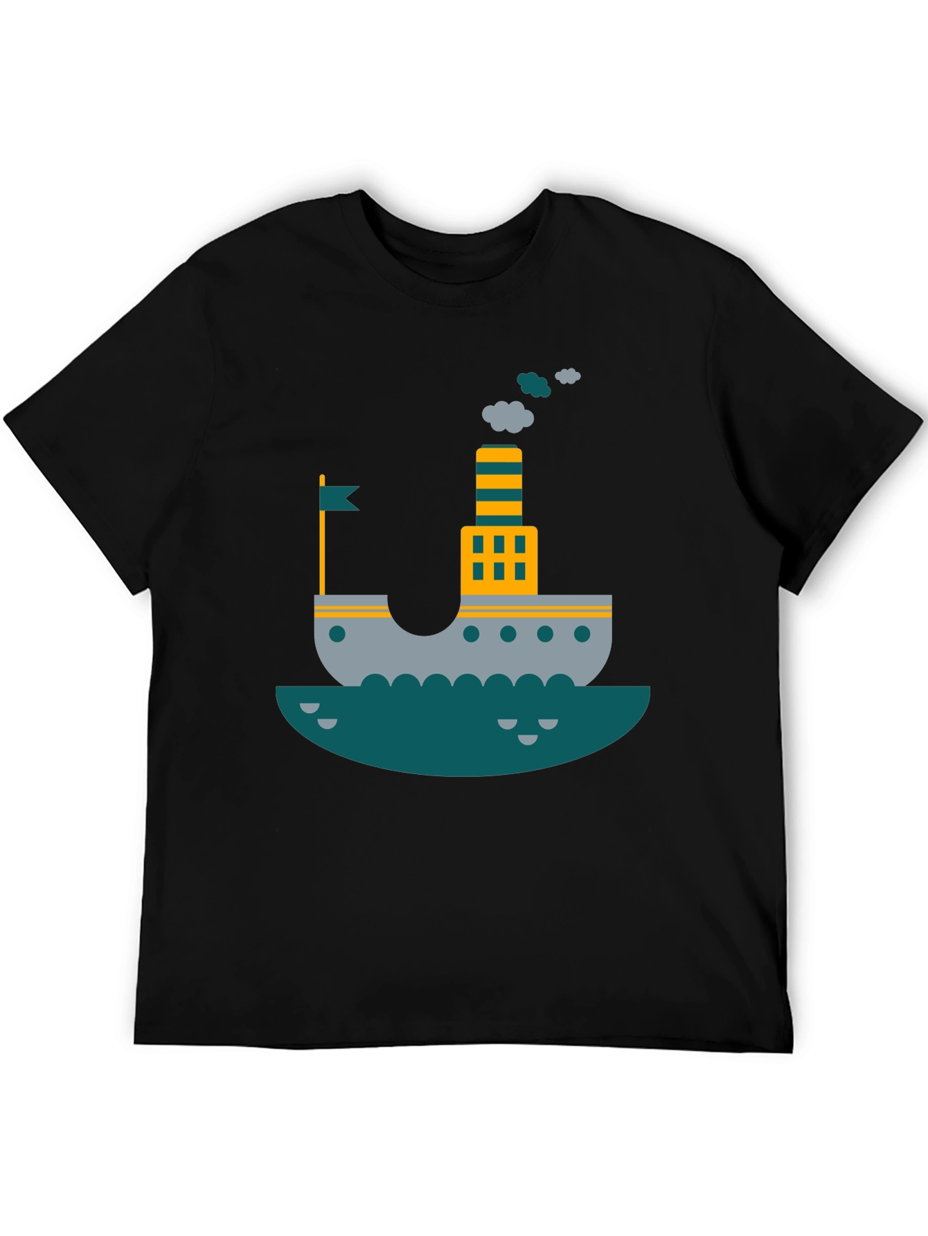 Black Nautical Ship Graphic T-Shirt | Trendy Steamboat Tee view 5
