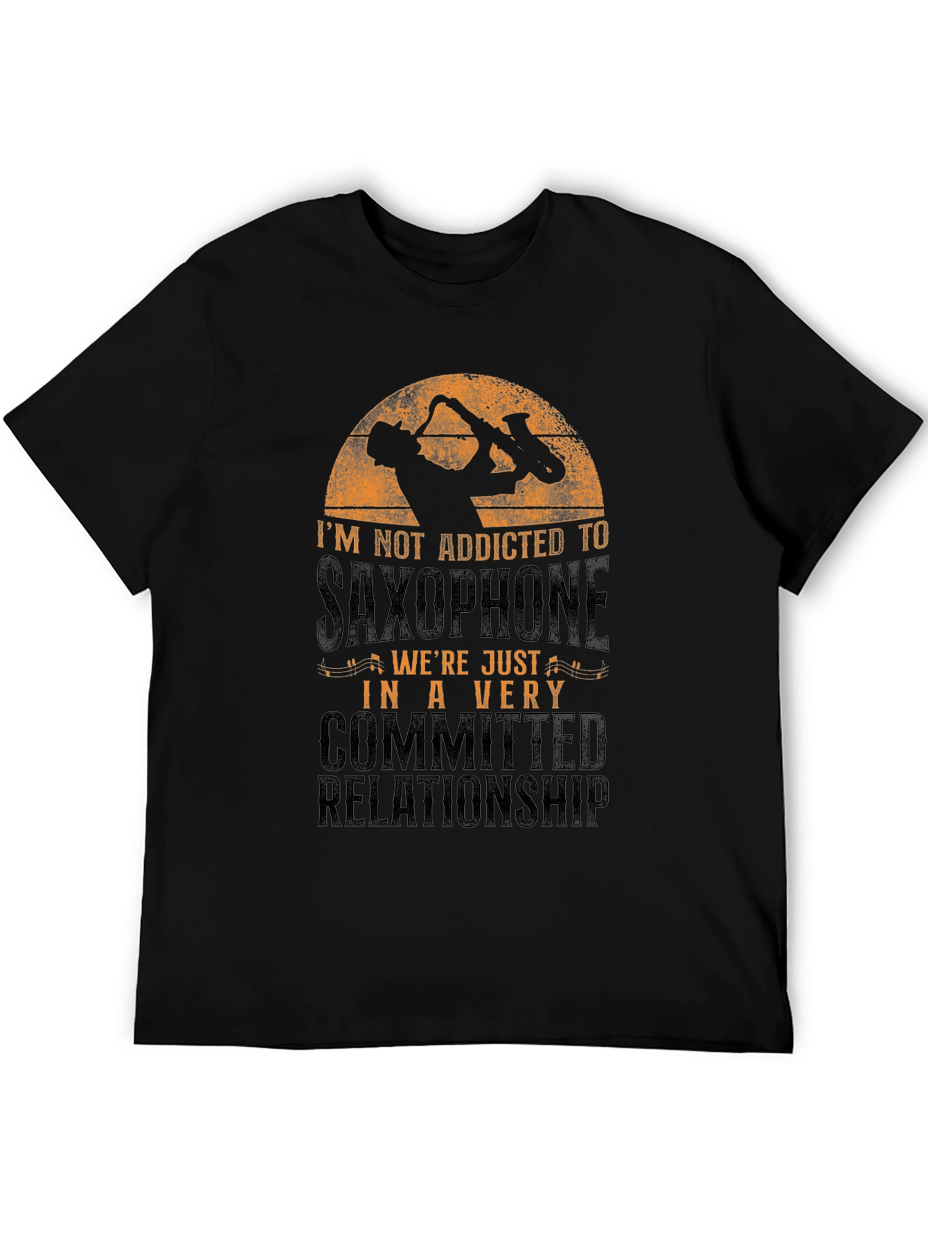 Black Saxophone Relationship T-Shirt - Musician's Apparel view 5