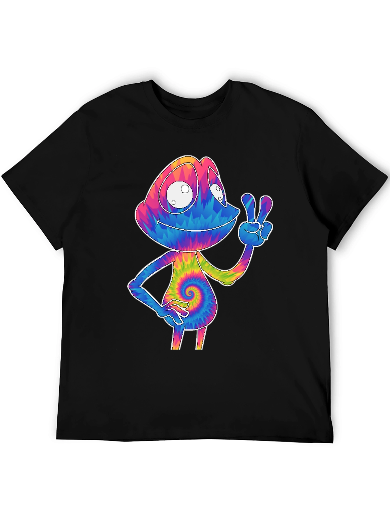 Black Tie-Dye Chameleon Graphic Tee view 5