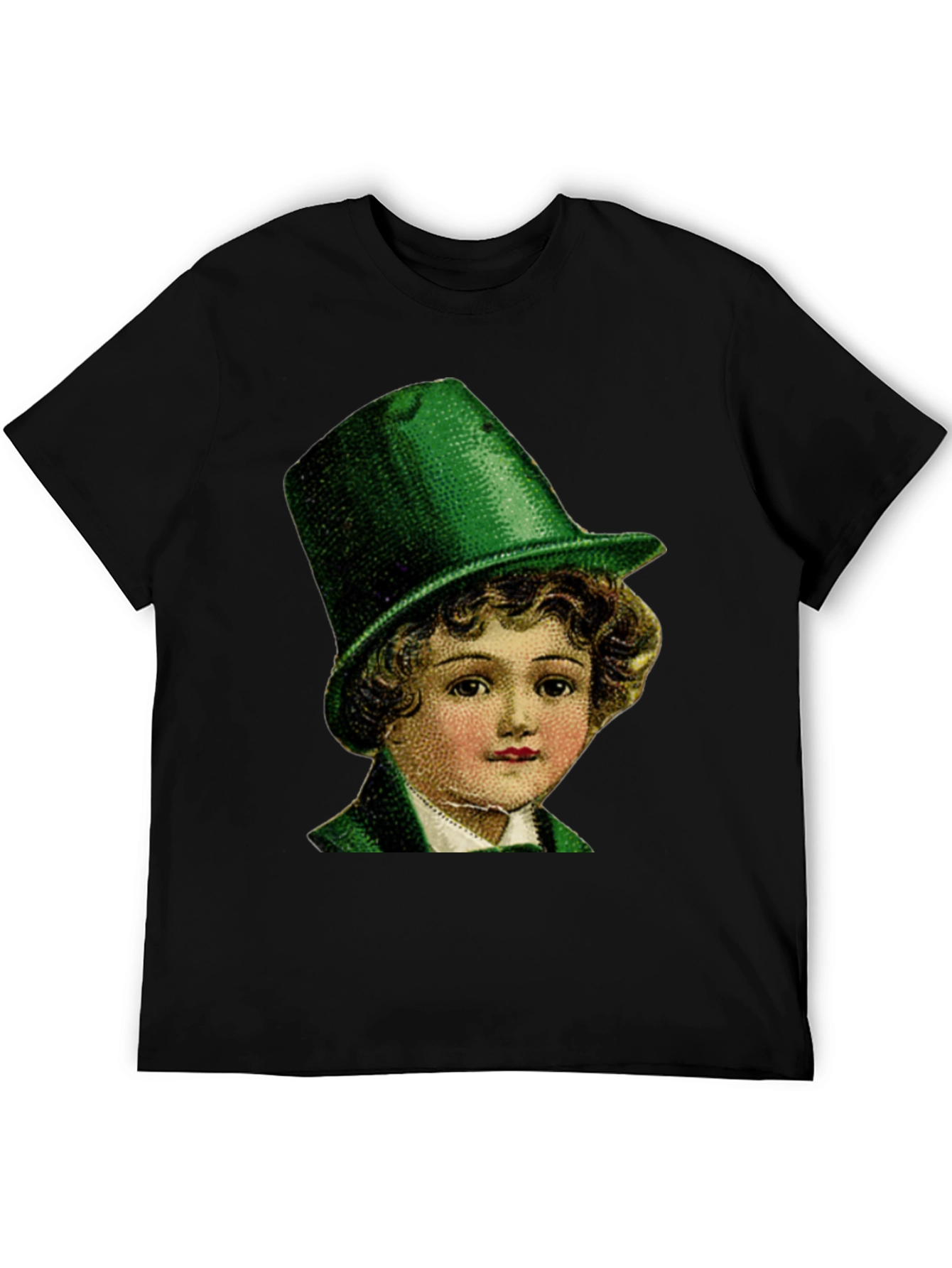 Black St. Patrick's Day Boy in Green Hat T-Shirt view 5