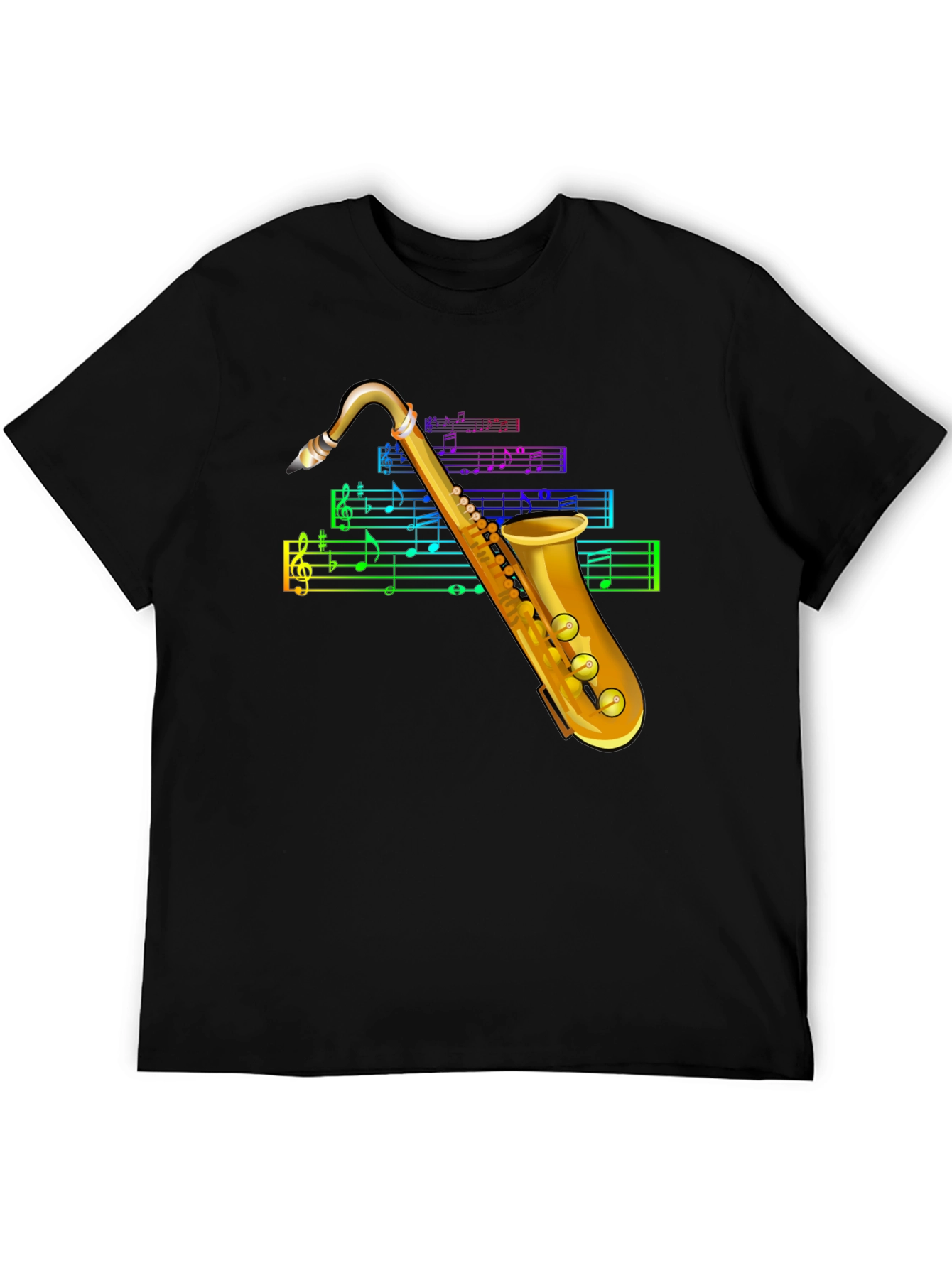 Black Saxophone Music T-Shirt view 5
