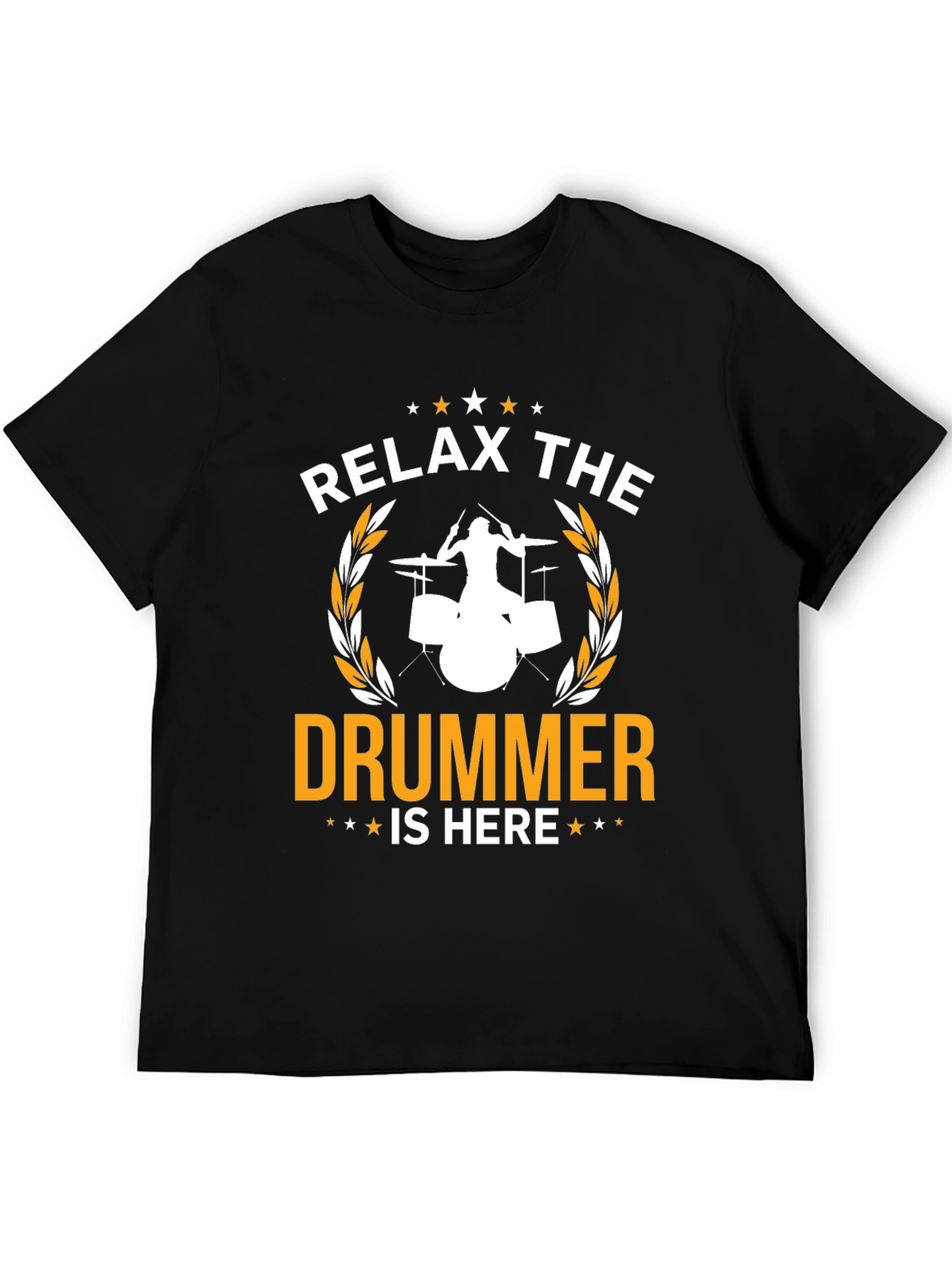 Black Relax The Drummer Is Here Graphic T-Shirt view 5