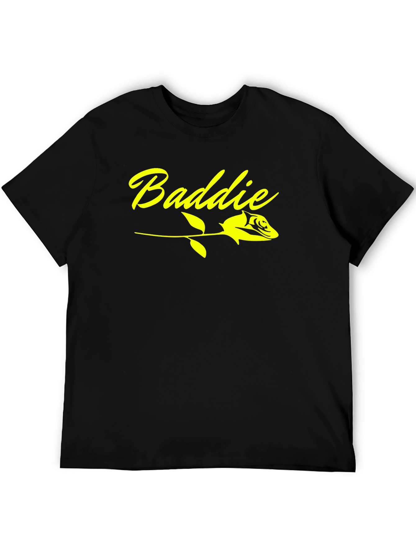 Black Baddie Rose Graphic Tee - Black Cotton T-Shirt view 5