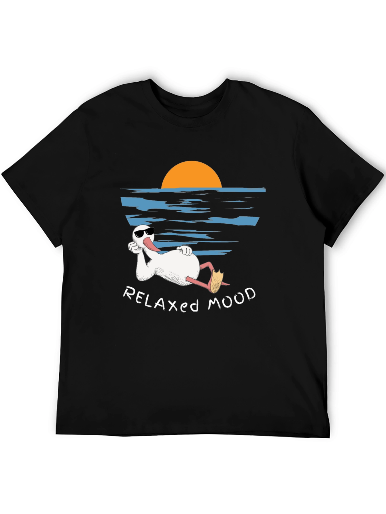 Black Relaxed Mood T-Shirt - Duck Vacation Tee view 5