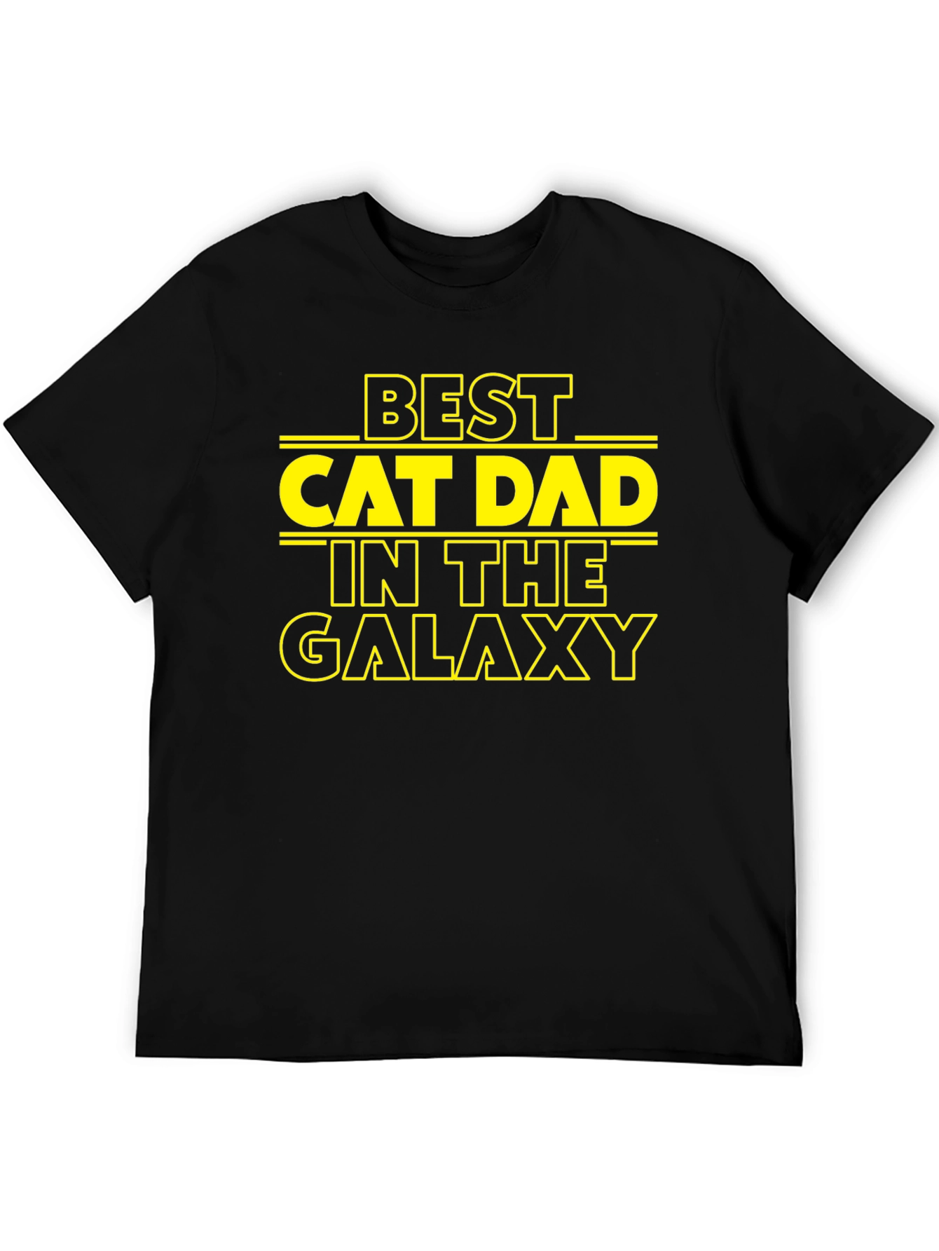 Black Best Cat Dad in the Galaxy Black T-Shirt view 5