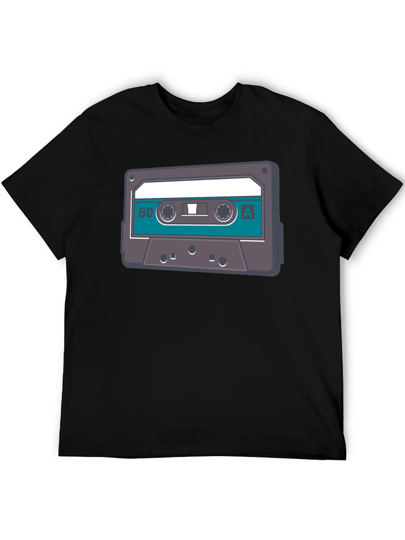 Black Retro Cassette Tape Graphic Tee - Black Cotton T-Shirt view 5