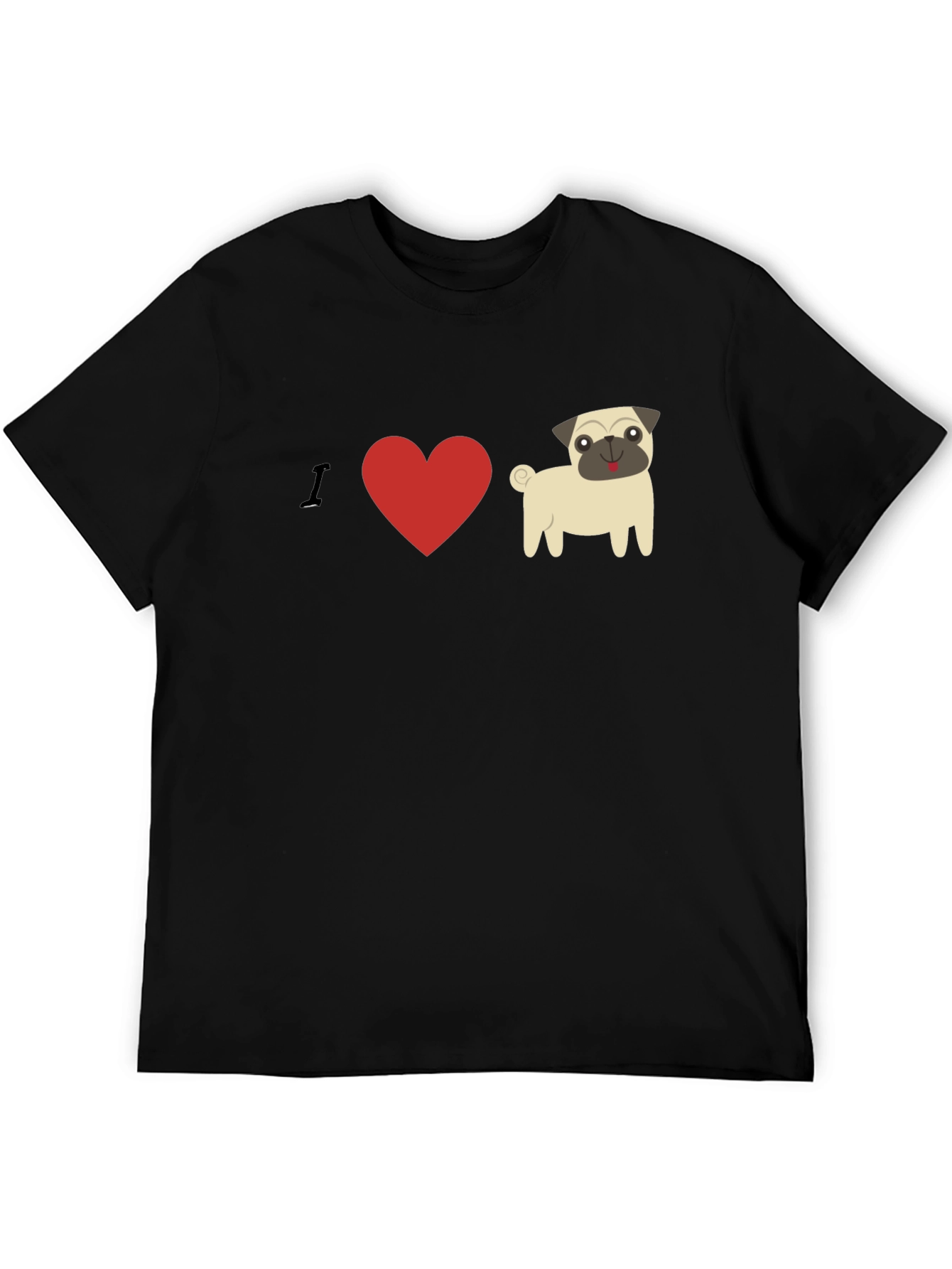 Black I Heart Pugs Graphic Tee - Mens Black T-Shirt view 5