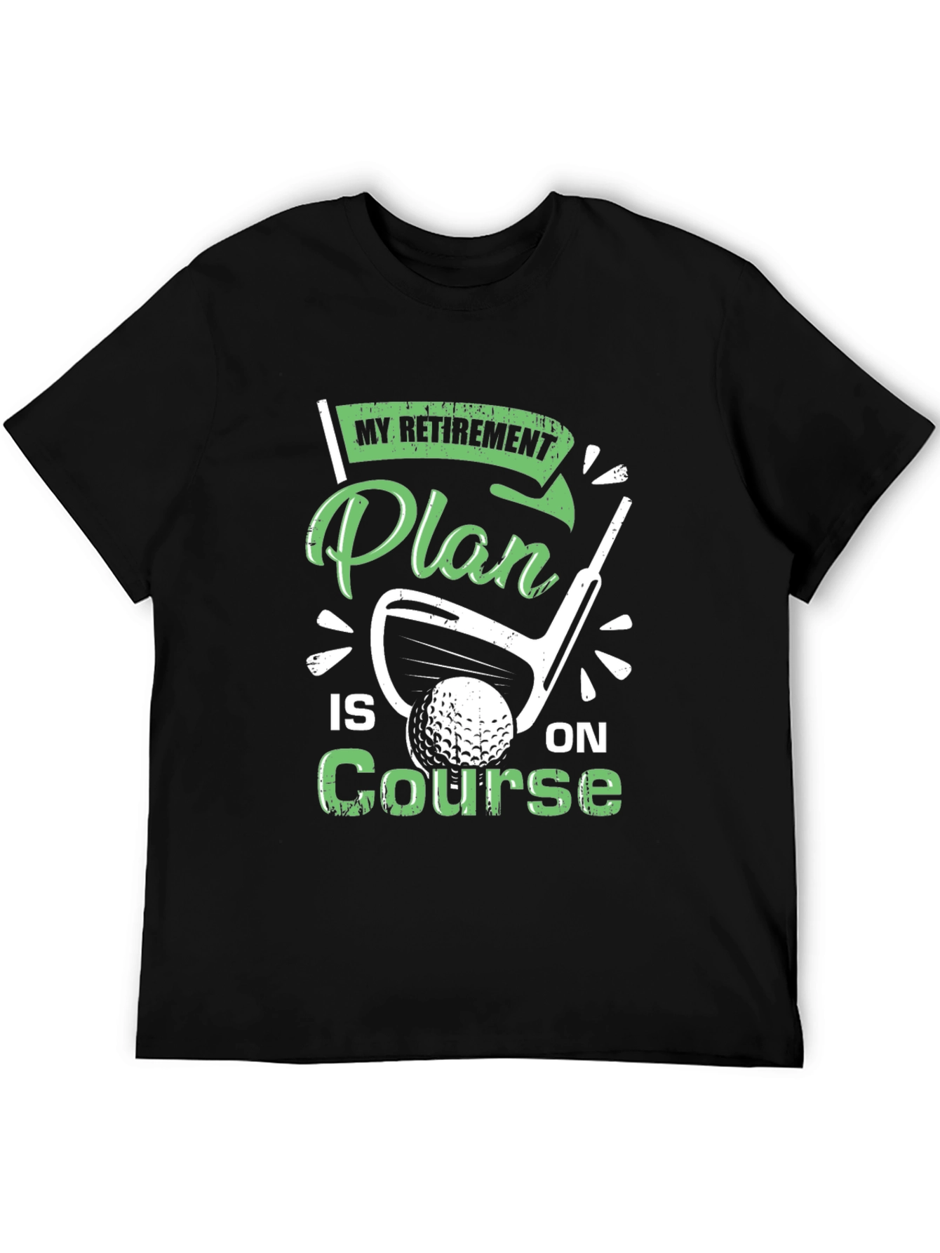 Black Retirement Plan Golf T-Shirt - On Course Tee view 5
