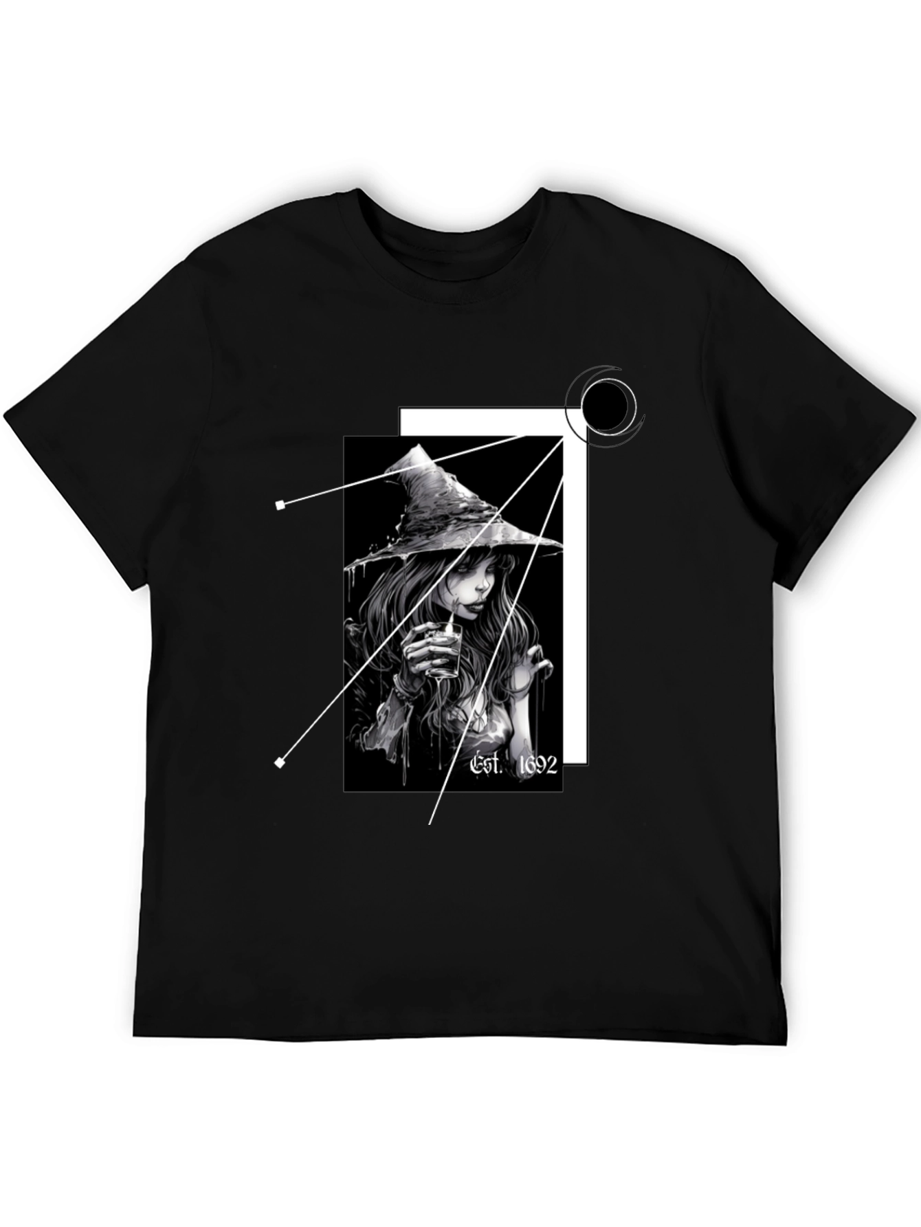 Black Witch T-Shirt - Est. 1692 - Black Cotton Tee view 5