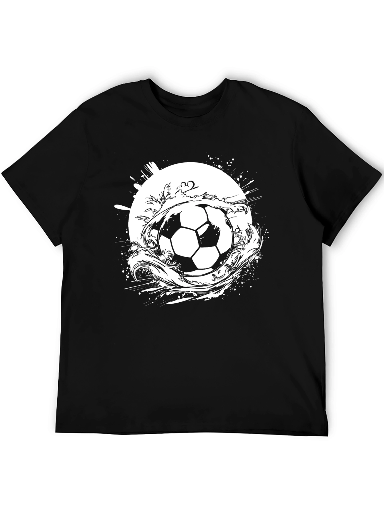 Black Soccer Ball Splash Graphic T-Shirt view 5