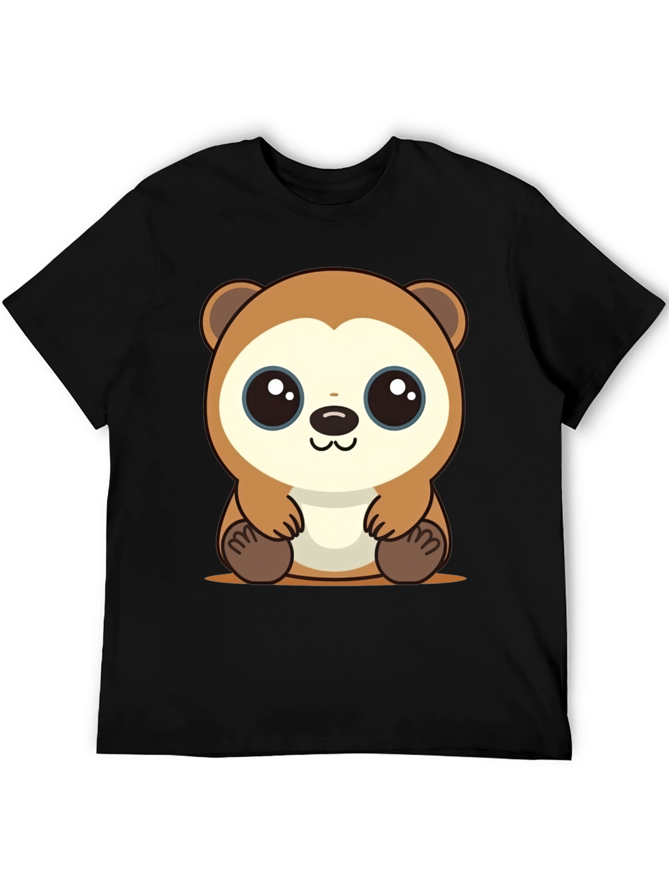 Black Cute Cartoon Otter Black T-Shirt view 5