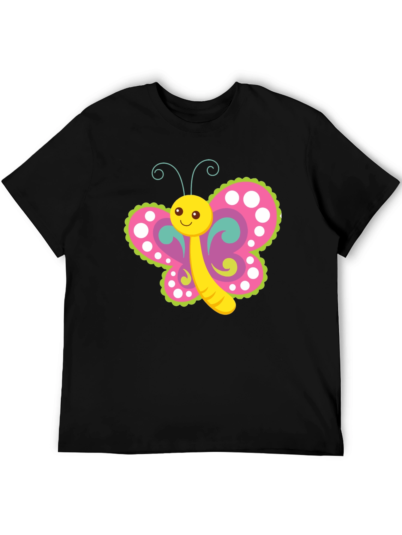 Black Cute Butterfly Graphic T-Shirt - Black view 5