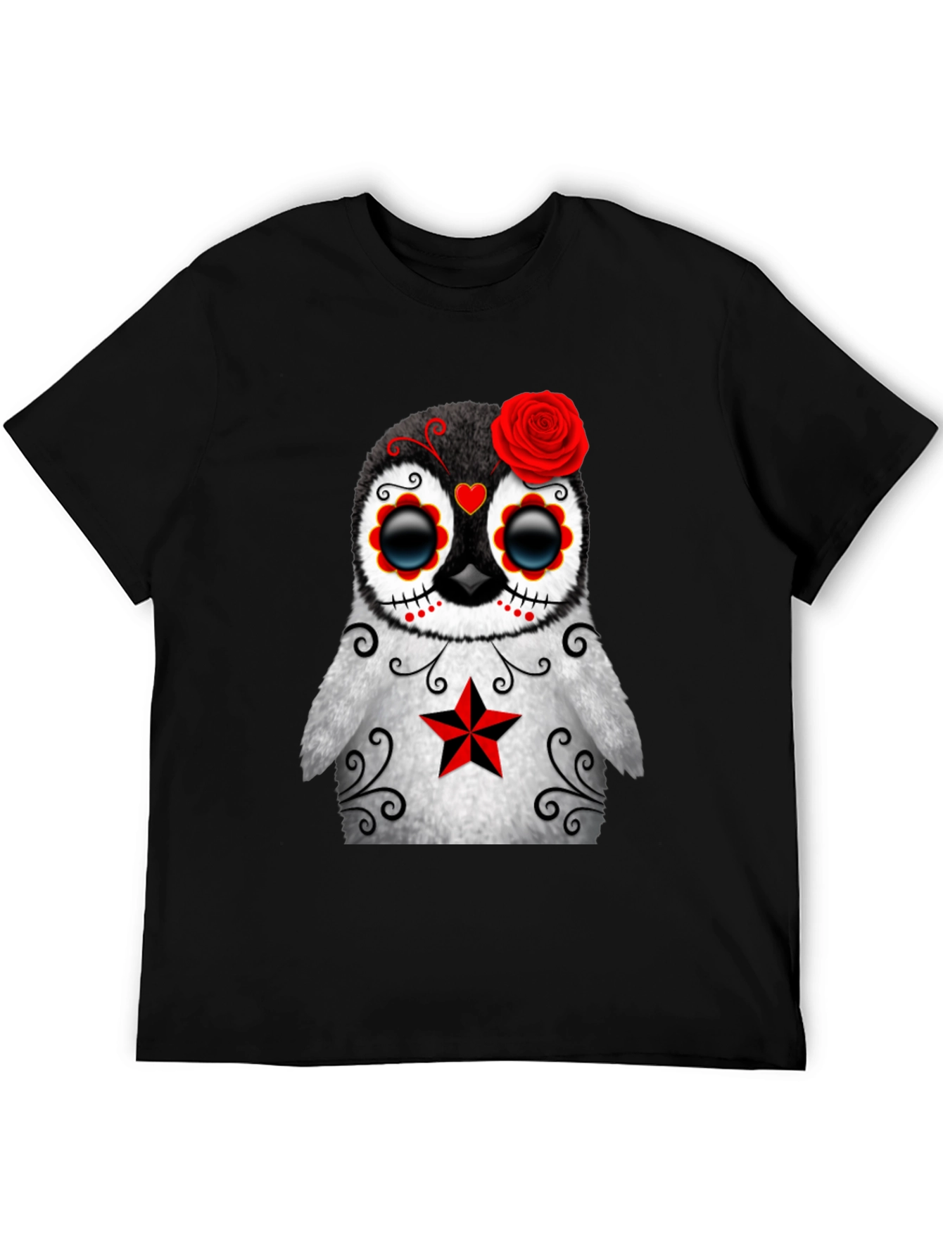 Black Sugar Skull Penguin T-Shirt - Day of the Dead view 5