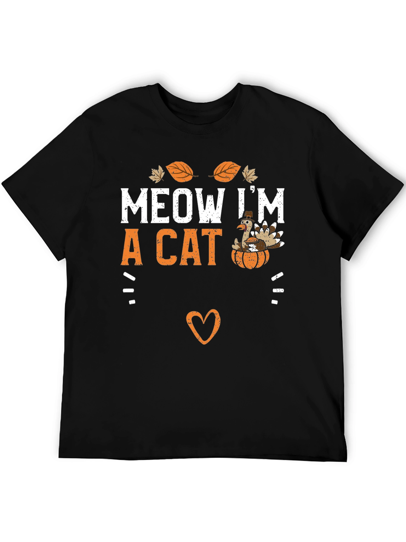 Black Meow I'm a Cat Thanksgiving T-Shirt view 5