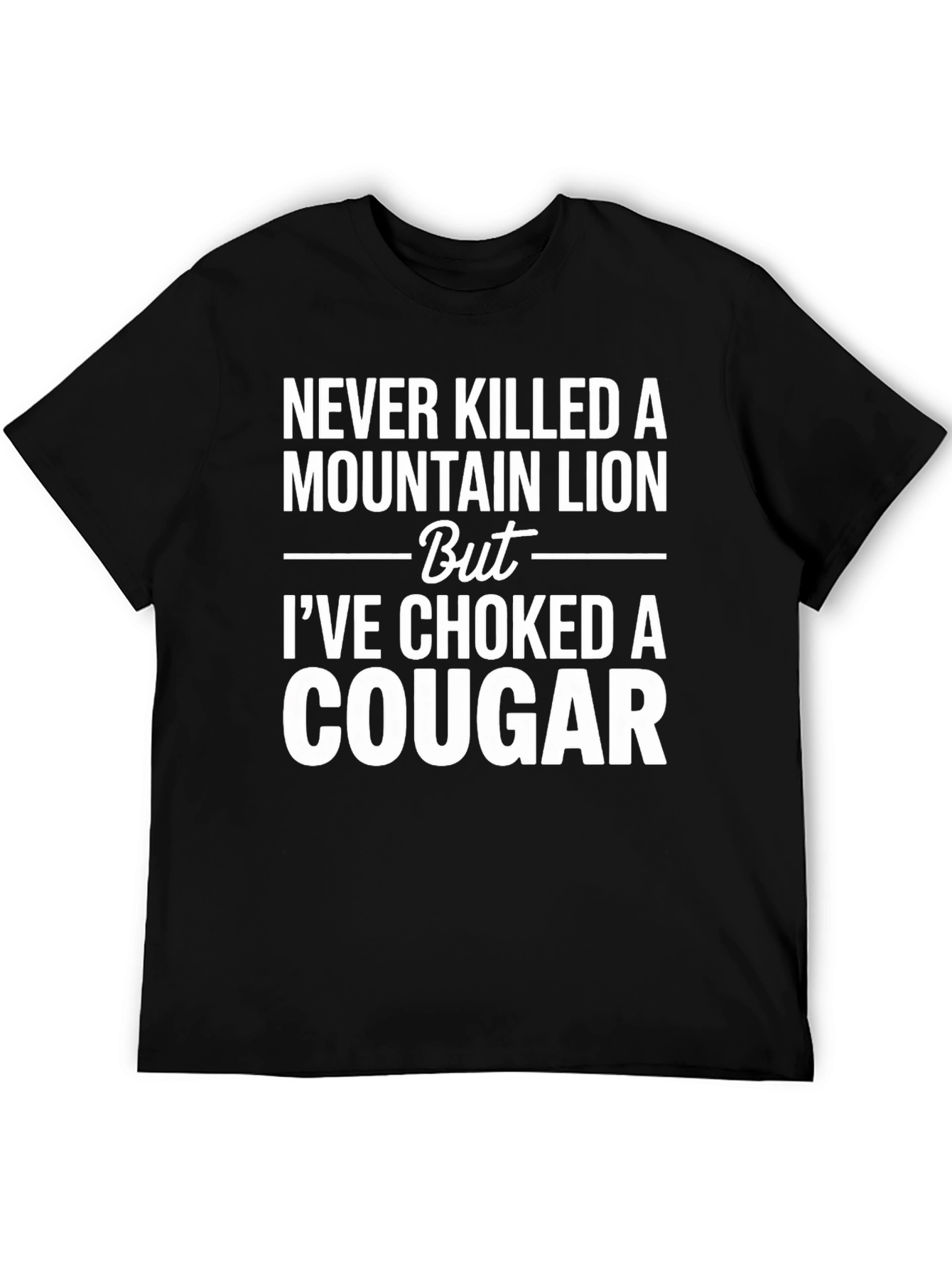 Black Funny Mountain Lion Cougar Choked T-Shirt view 5