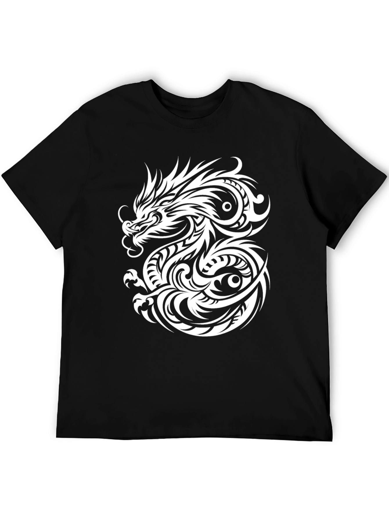 Black Dragon Graphic Print Men's Black T-Shirt view 5
