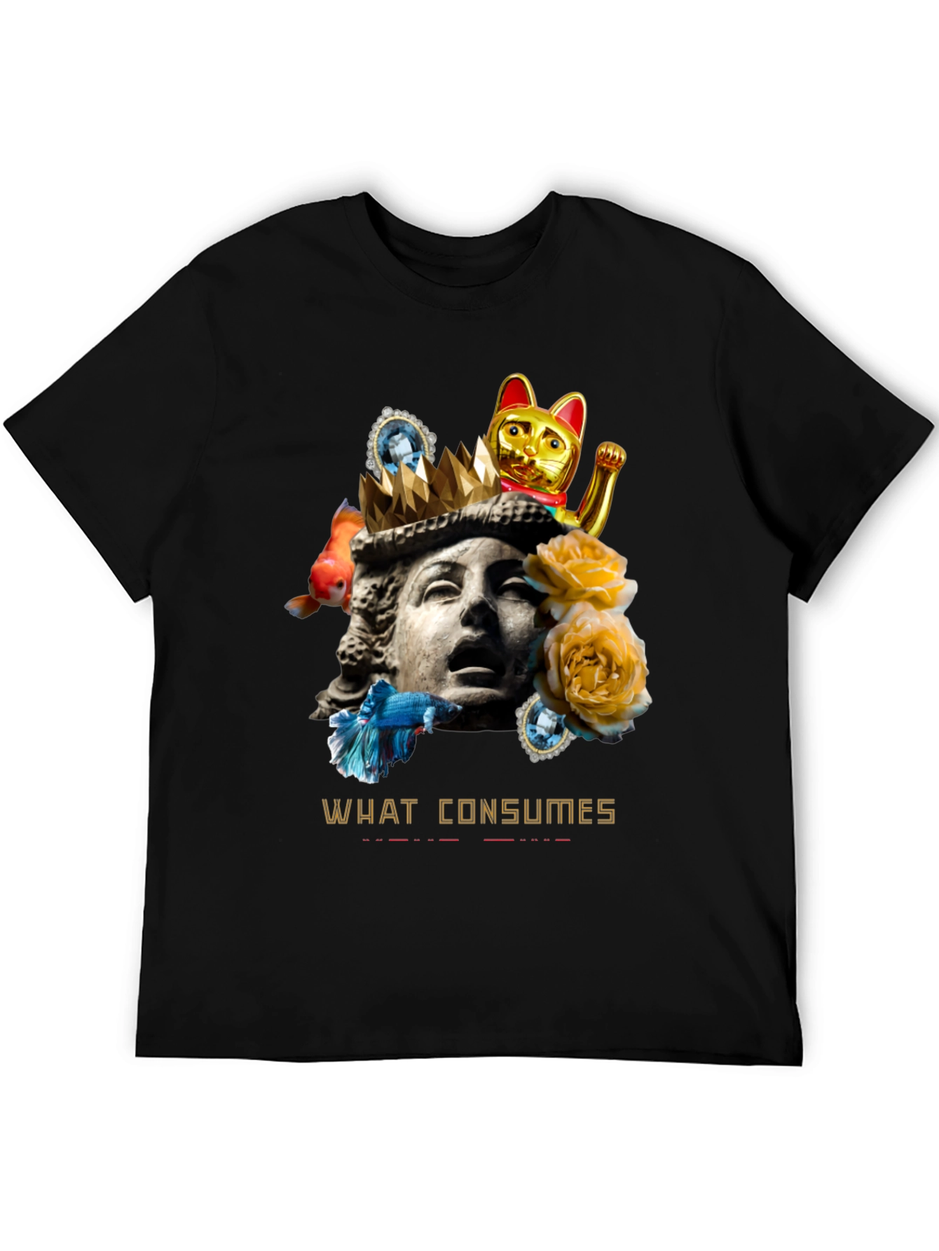Black What Consumes Graphic T-Shirt - Unique Art Tee view 5