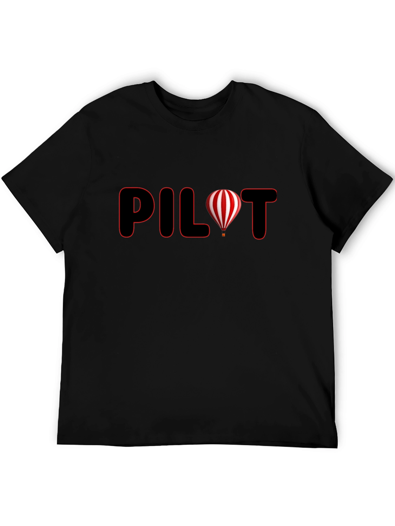 Black Pilot Hot Air Balloon Graphic Tee - Black view 5