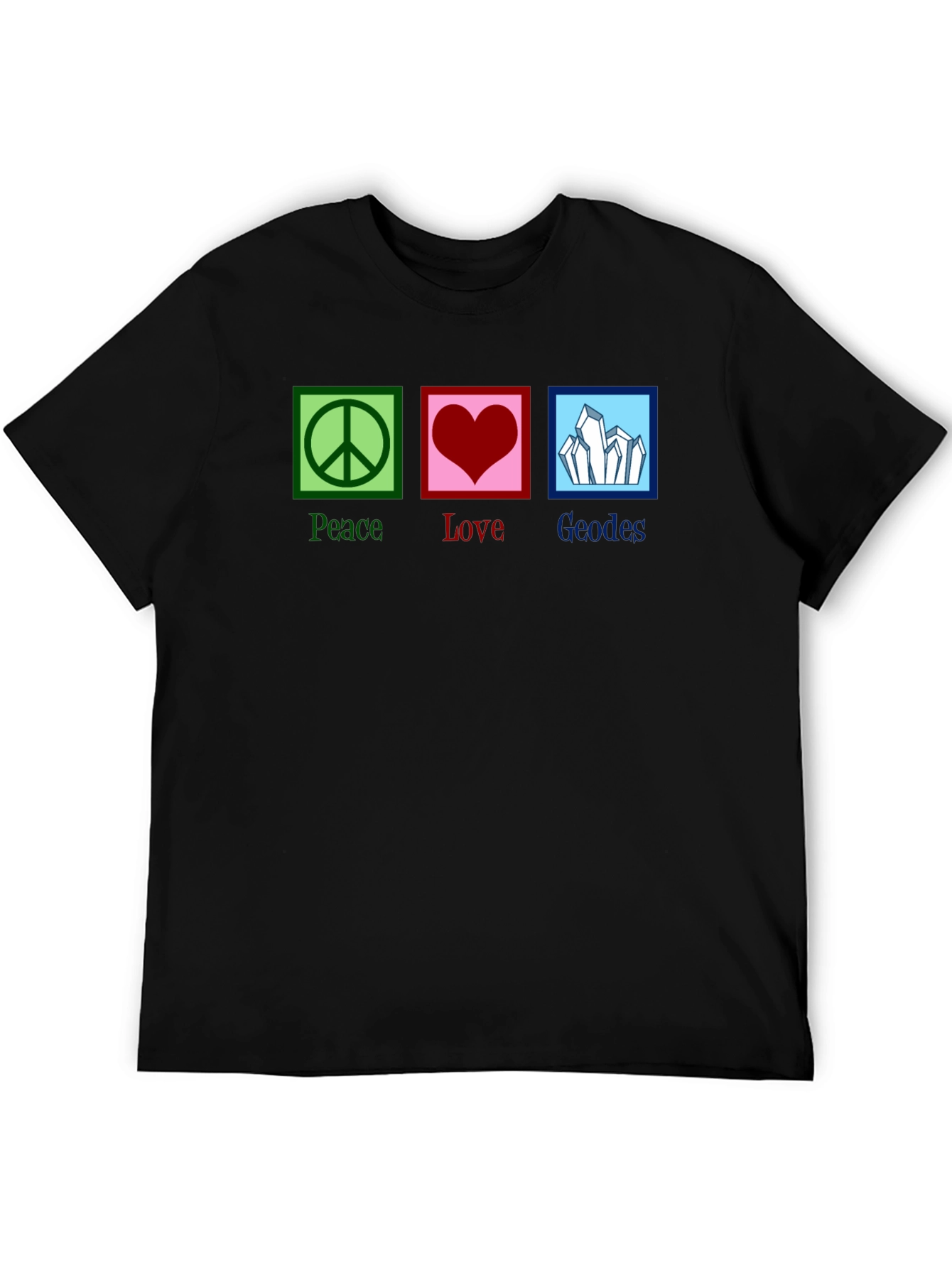 Black Peace Love Geodes Graphic Tee - Unisex Black T-Shirt view 5