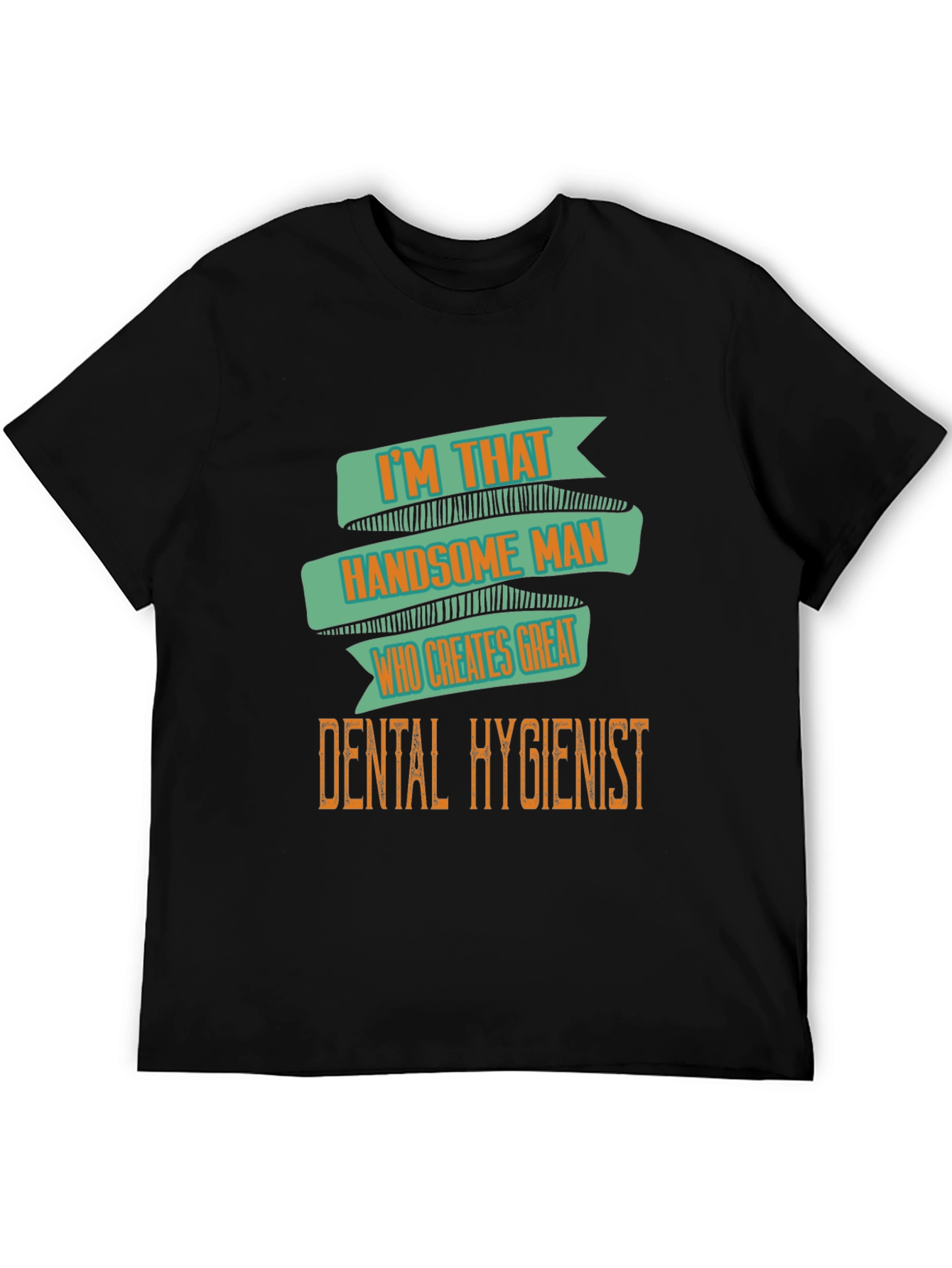 Black Handsome Dental Hygienist Men's Black T-Shirt view 5