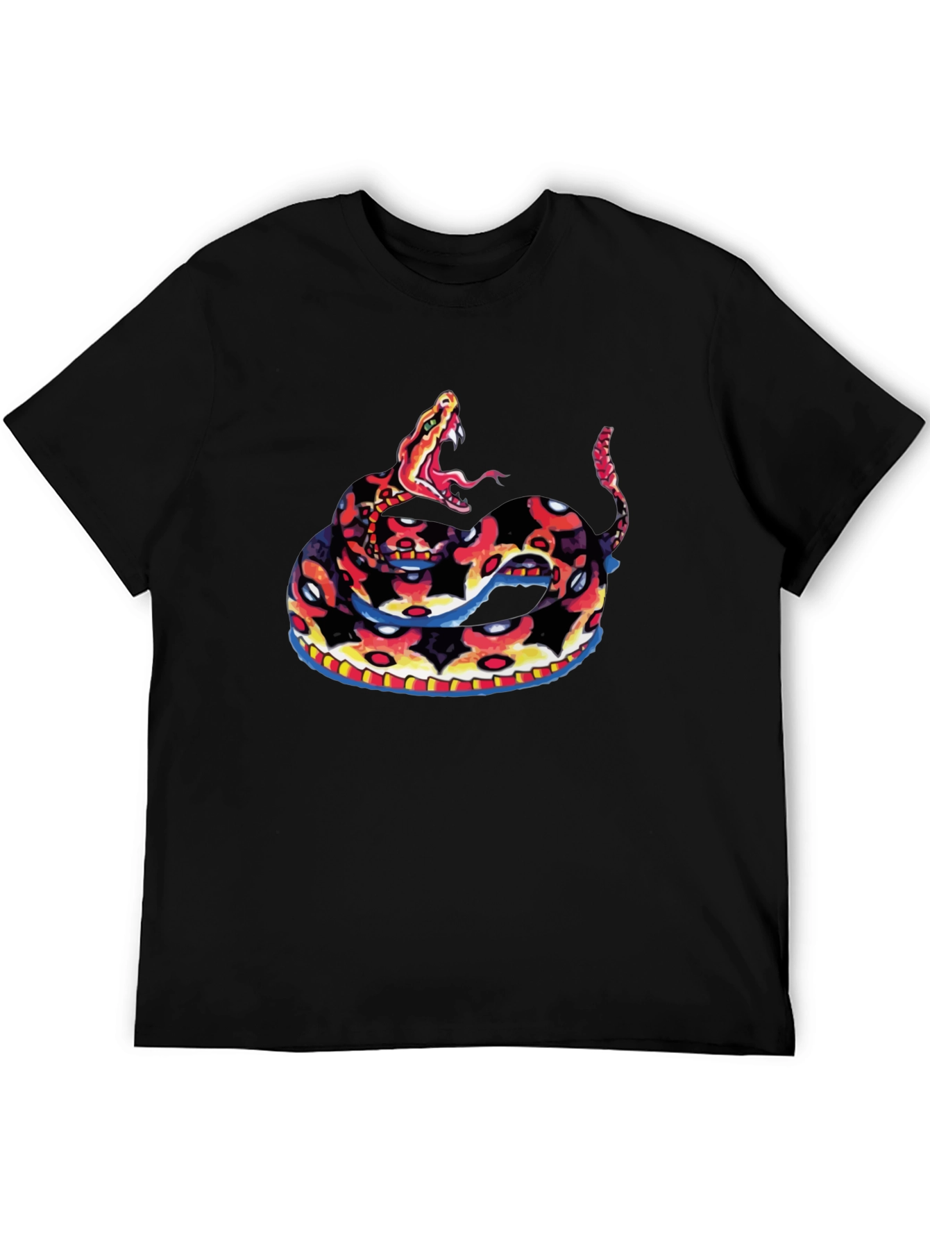 Black Black Tee with Rattlesnake Design view 5