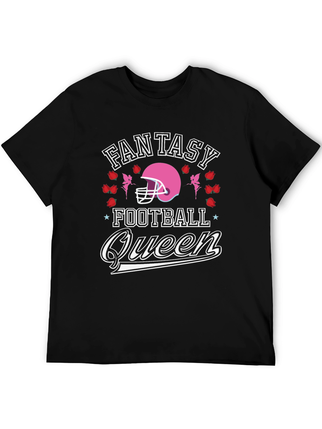 Black Fantasy Football Queen Graphic T-Shirt view 5