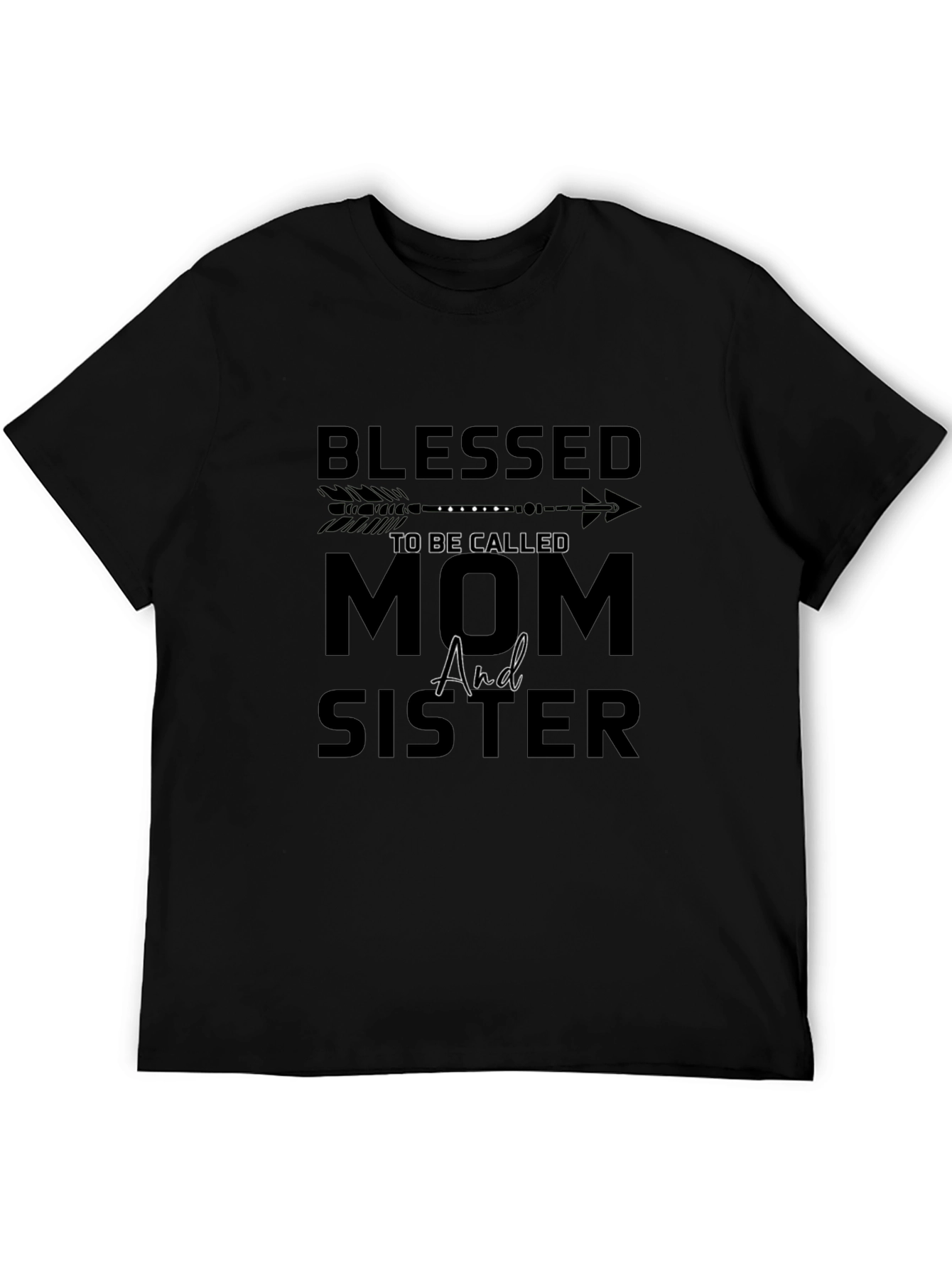 Black Blessed Mom & Sister Black T-Shirt view 5