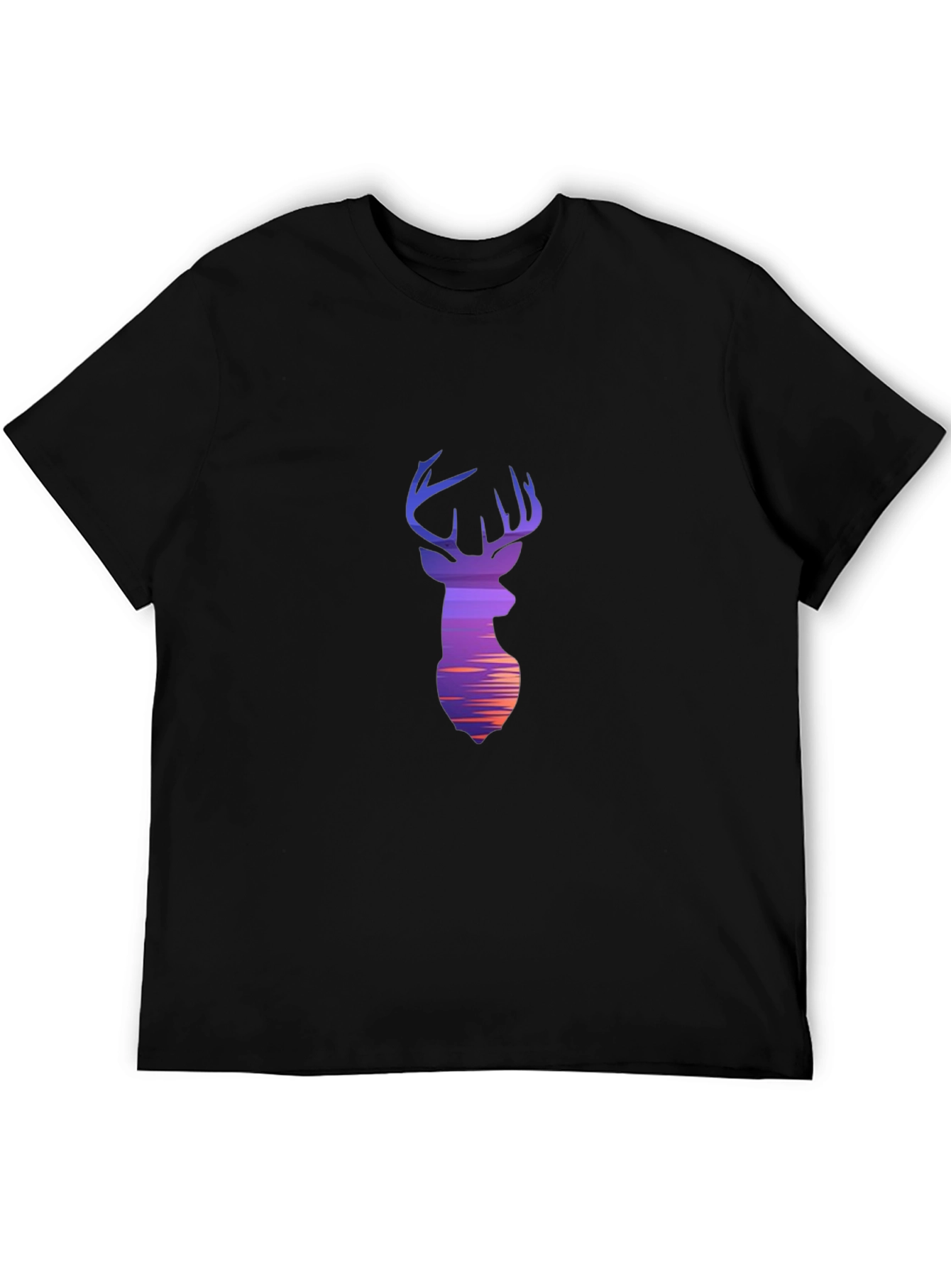 Black Deer Silhouette Graphic Black T-Shirt view 5
