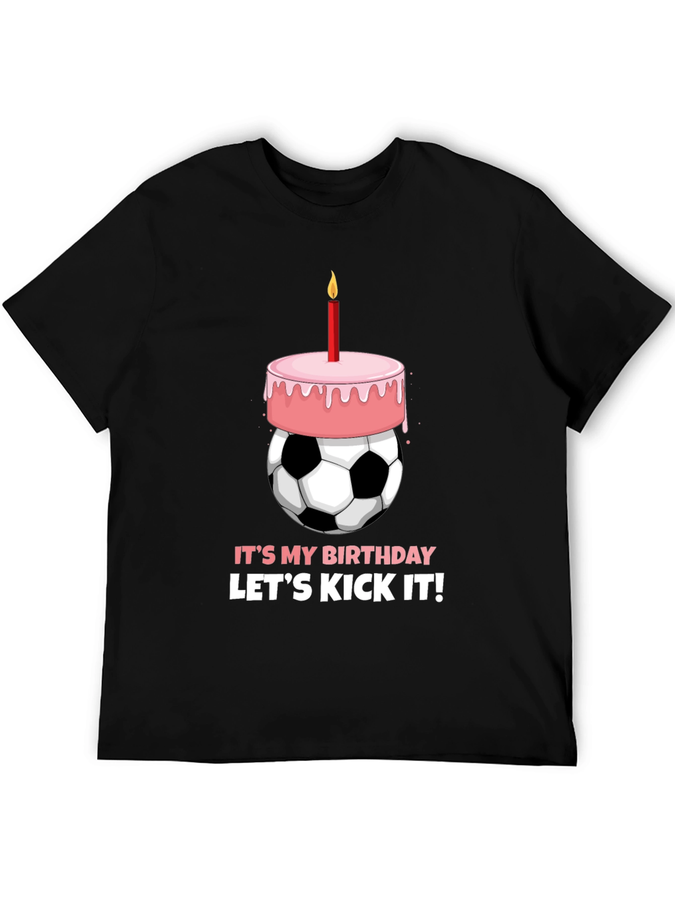 Black Birthday Soccer Ball Cake T-Shirt view 5