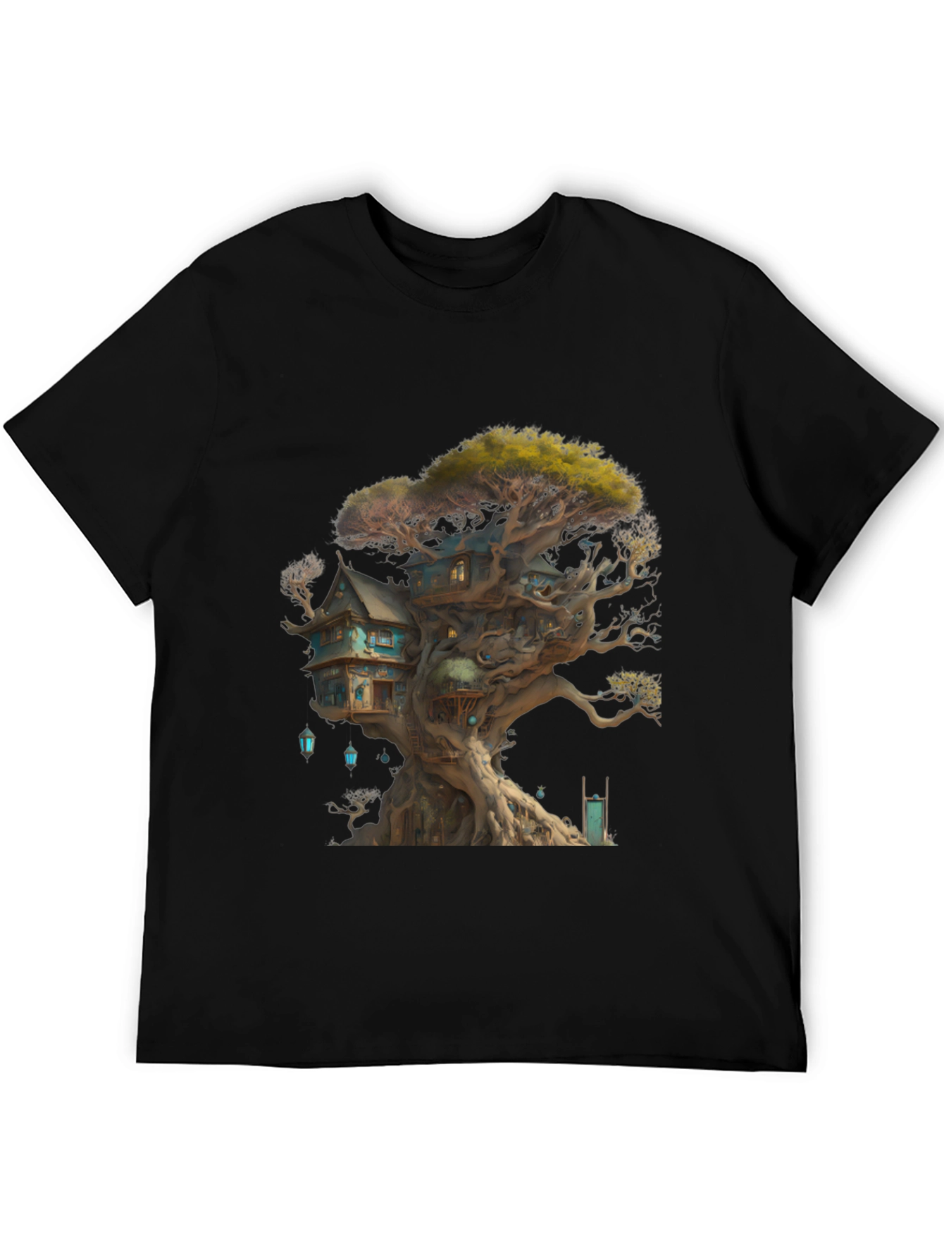 Black Enchanted Treehouse Graphic T-Shirt view 5