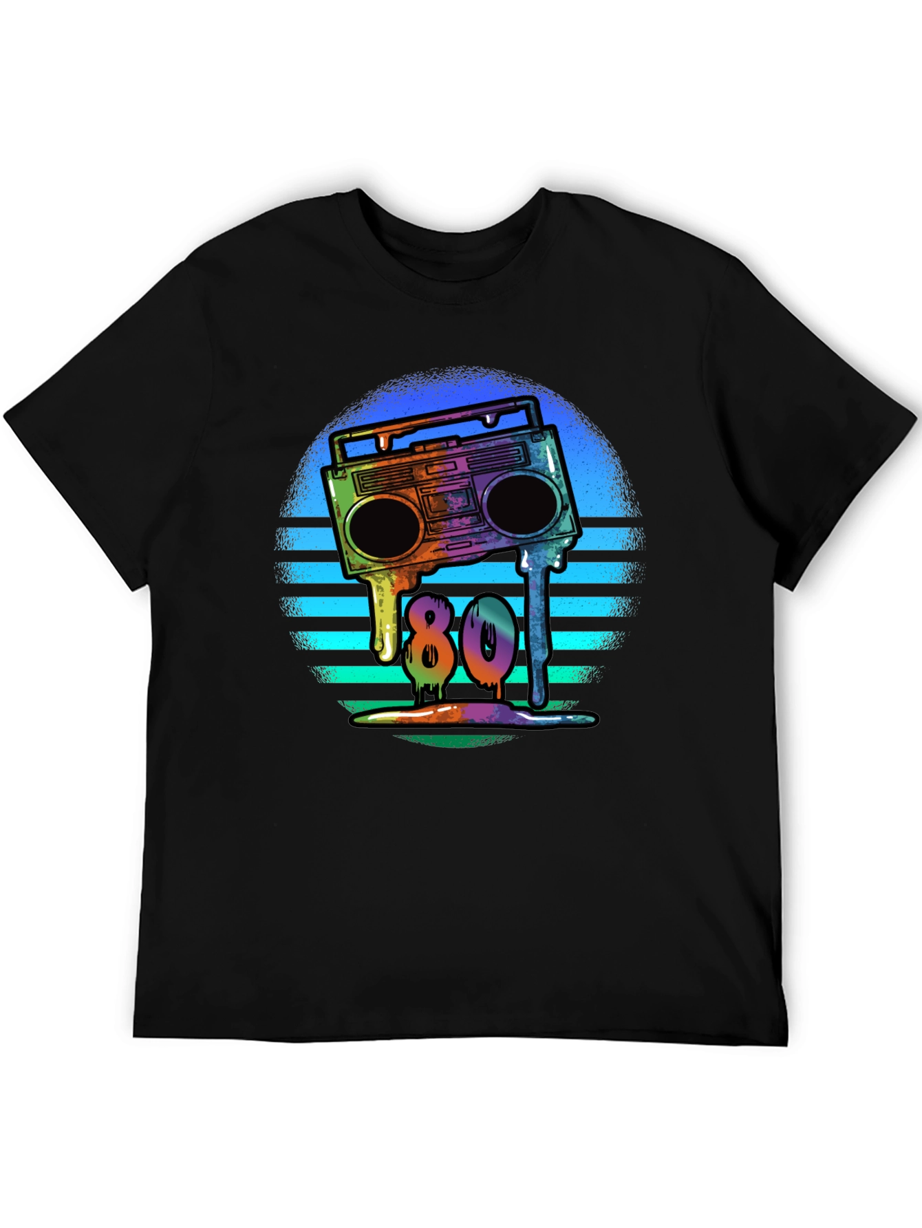 Black Retro 80s Boombox T-Shirt - Meltdown Design view 5