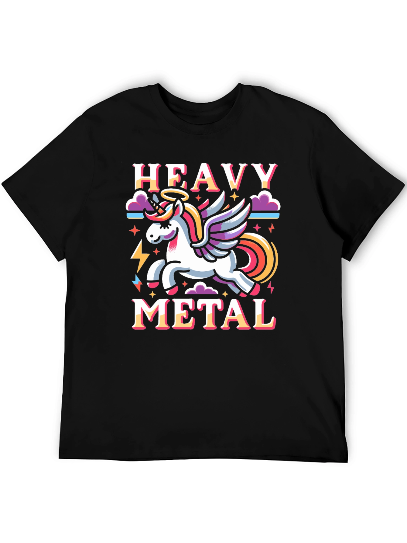Black Heavy Metal Unicorn Graphic T-Shirt view 5