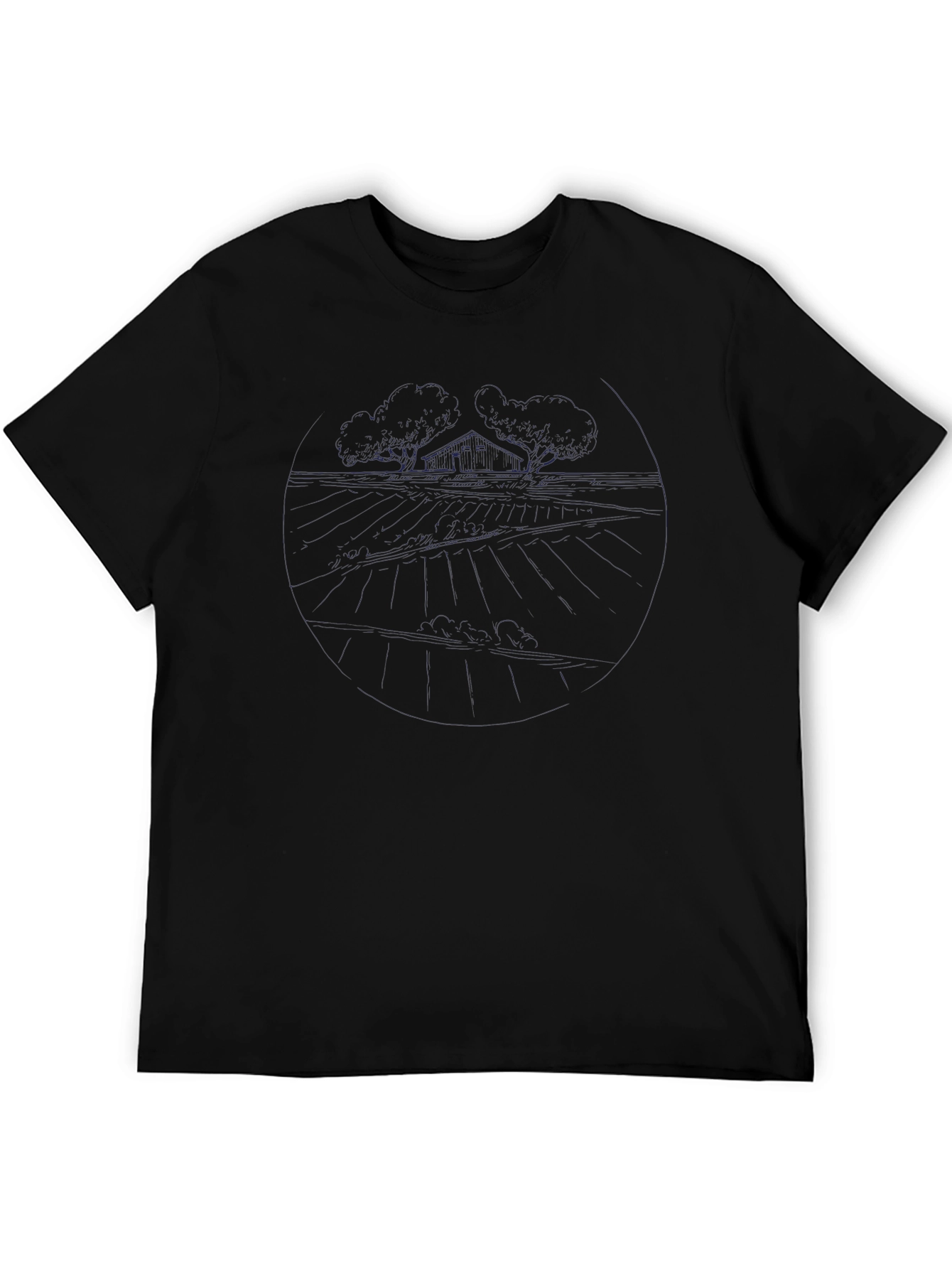Black Men's Black Graphic Tee - Nature Inspired Design view 5