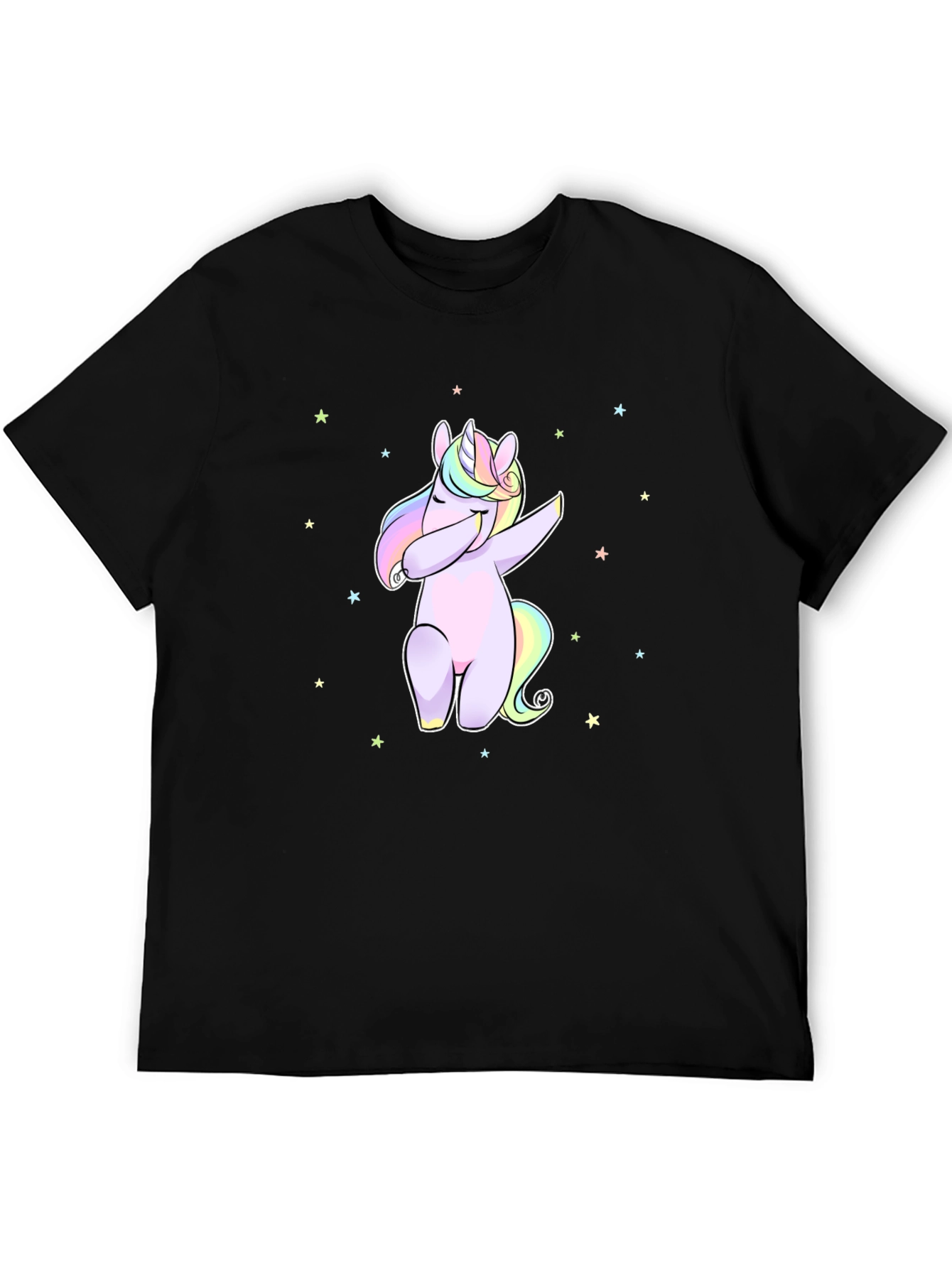 Black Dabbing Unicorn Graphic Tee - Men's Black T-Shirt view 5