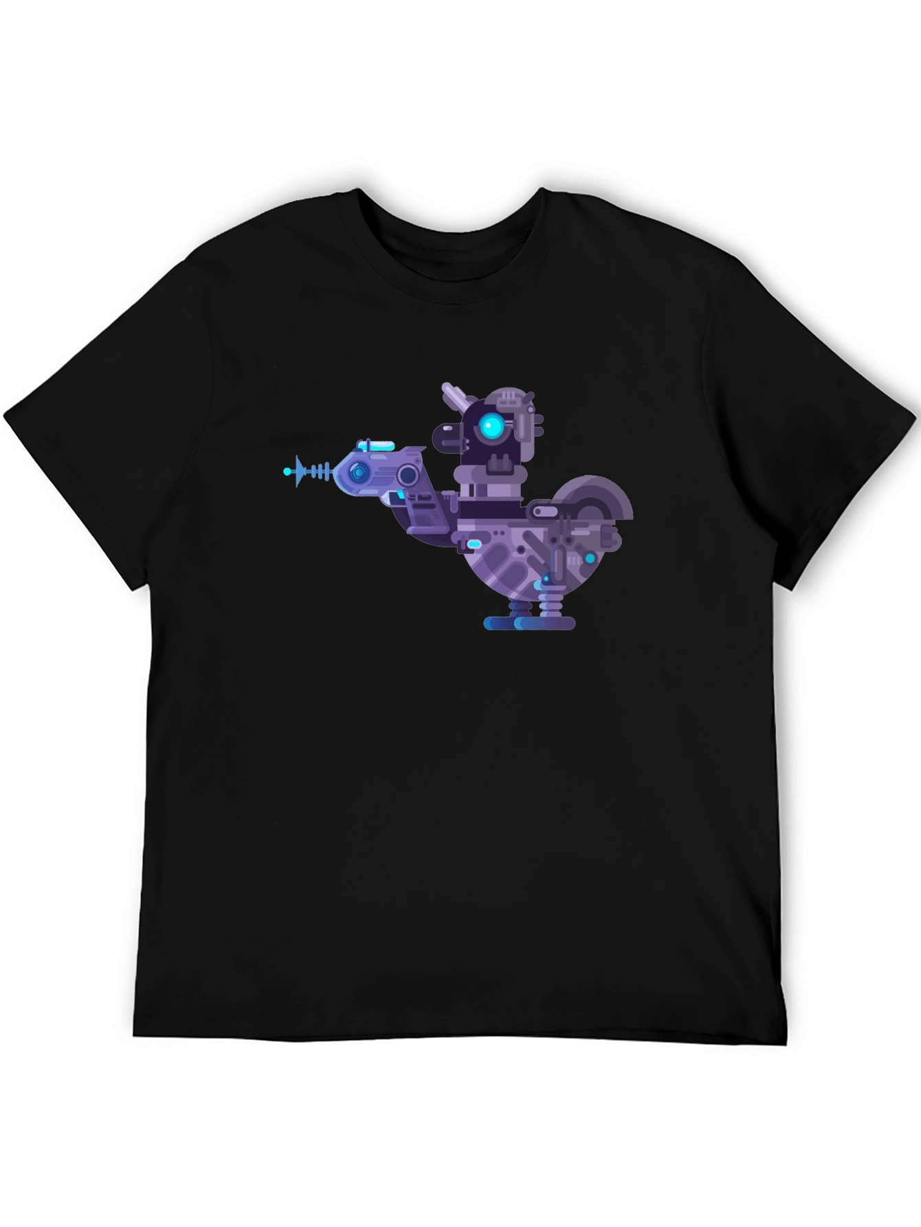 Black Cybernetic Chicken T-Shirt - Futuristic Robotic Bird Tee view 5