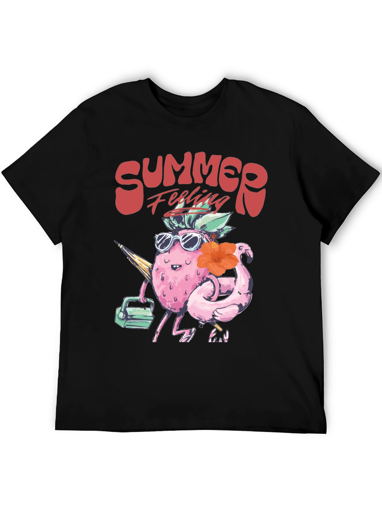 Black Summer Feeling T-Shirt - Tropical Fruit Design view 5