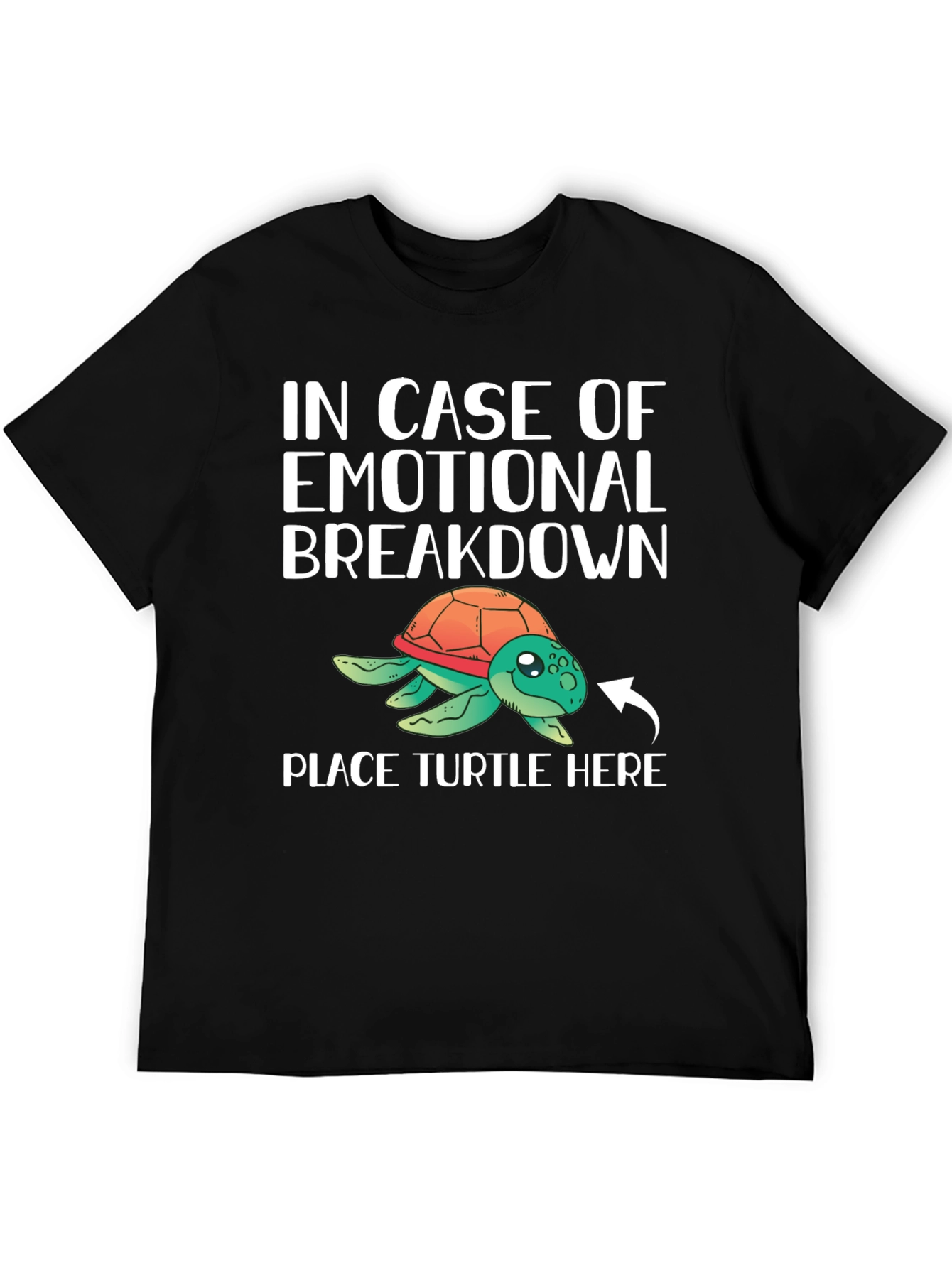 Black Emotional Support Turtle T-Shirt view 5
