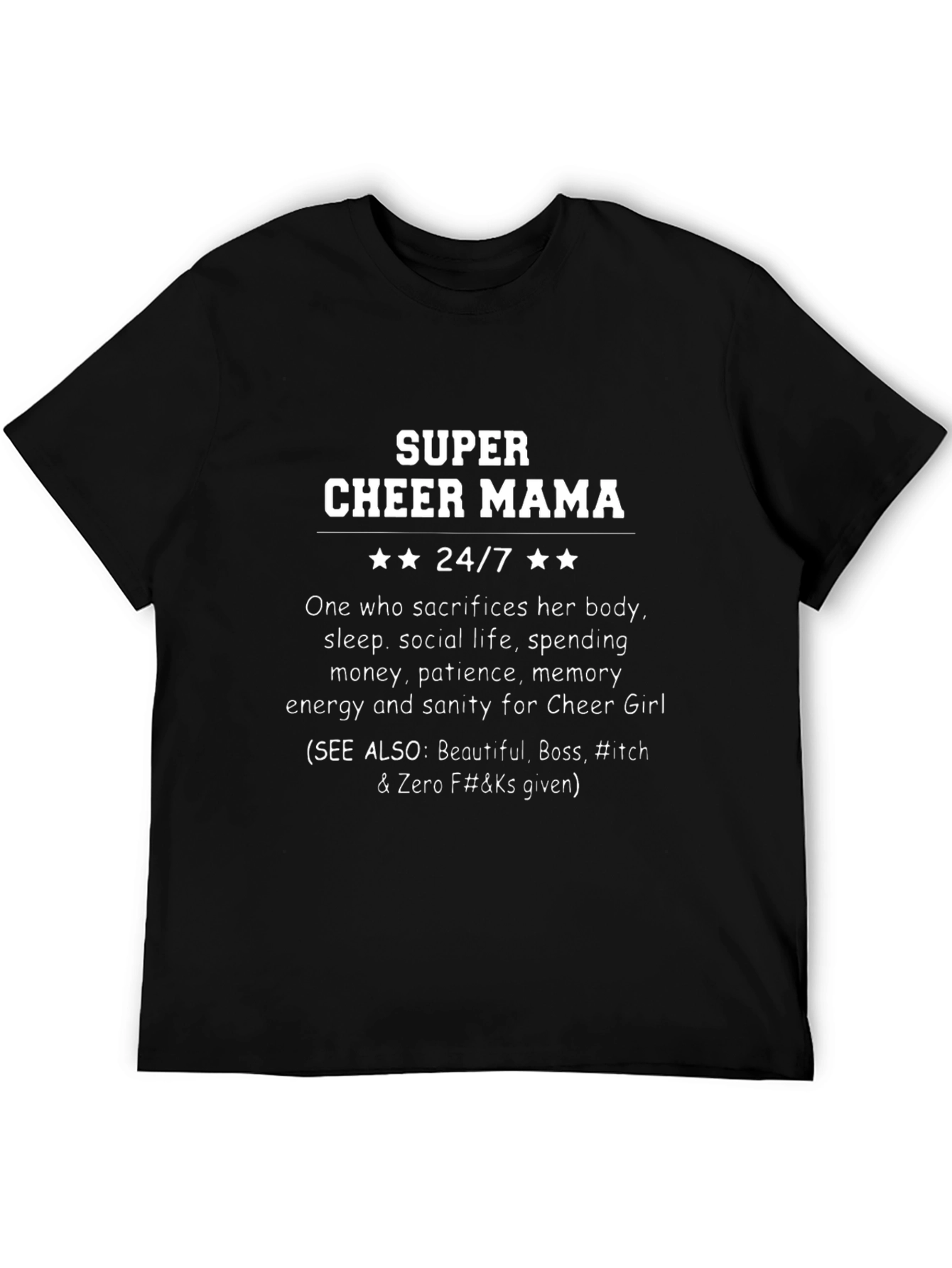 Black Super Cheer Mama T-Shirt - Cheer Mom Gift view 5