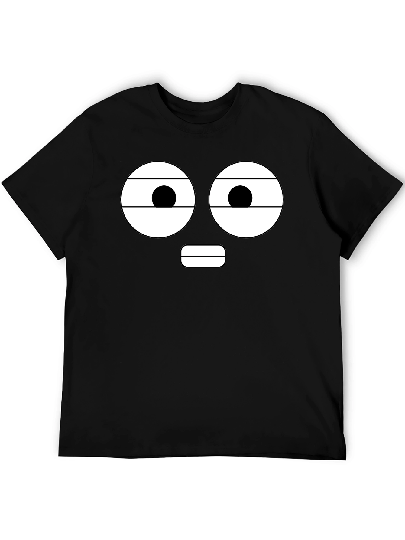 Black Funny Face Black T-Shirt - Cartoon Expression view 5